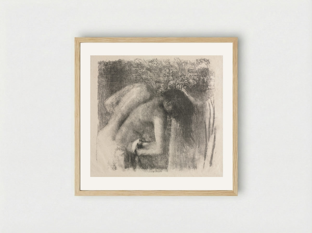 After the Bath (Large Version) - Edgar Degas - Framed Print Wood