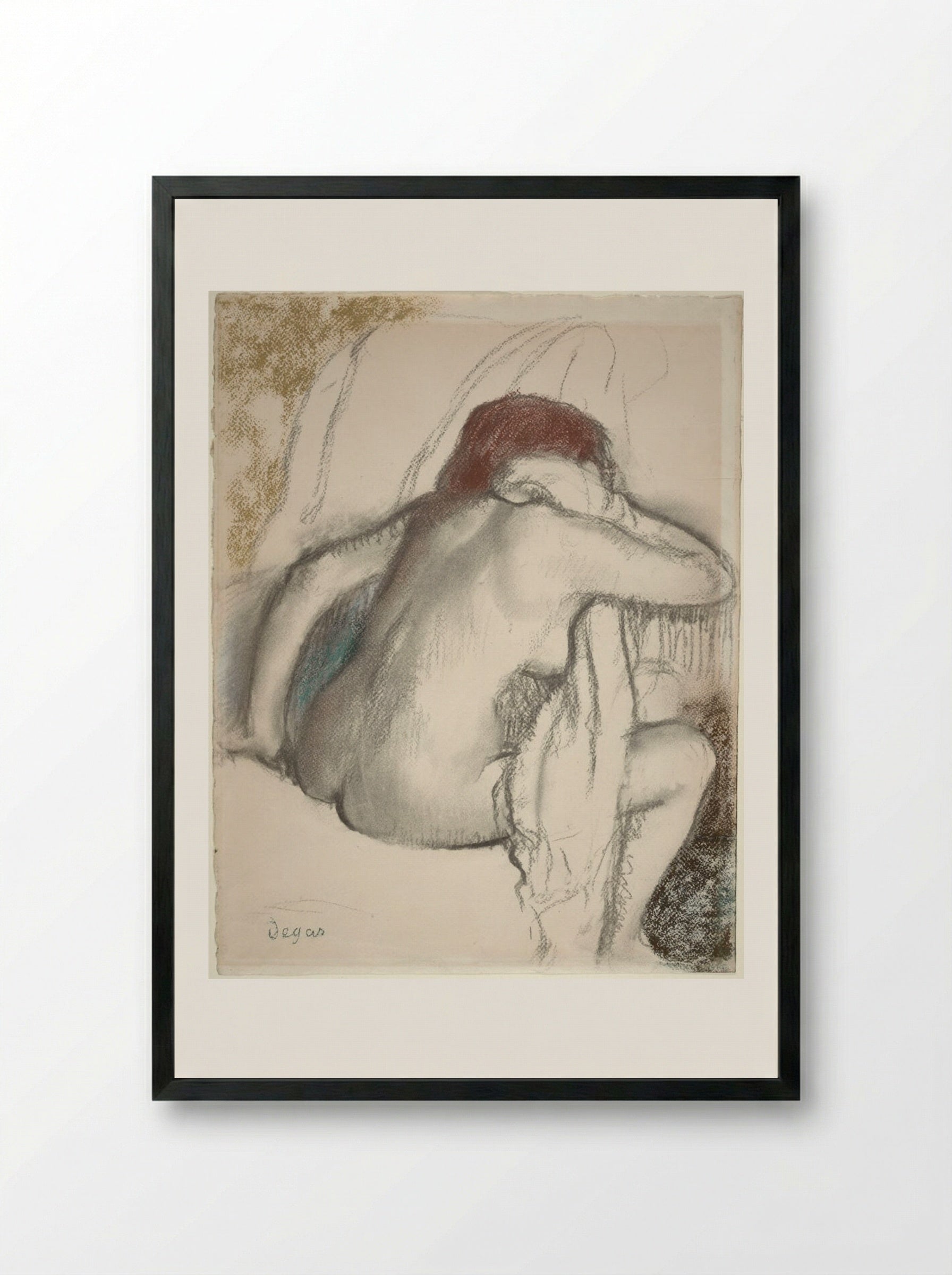 After the Bath - Hilaire-Germain-Edgar Degas - Framed Print Black