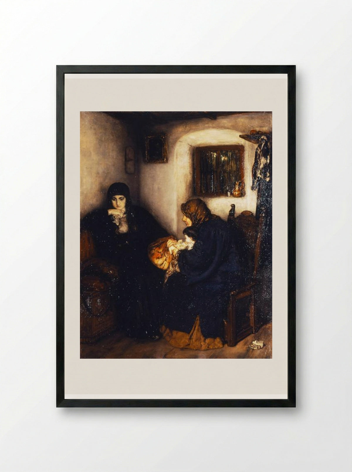 After the Memorial Service - Nikolaos Gyzis - Framed Print Black