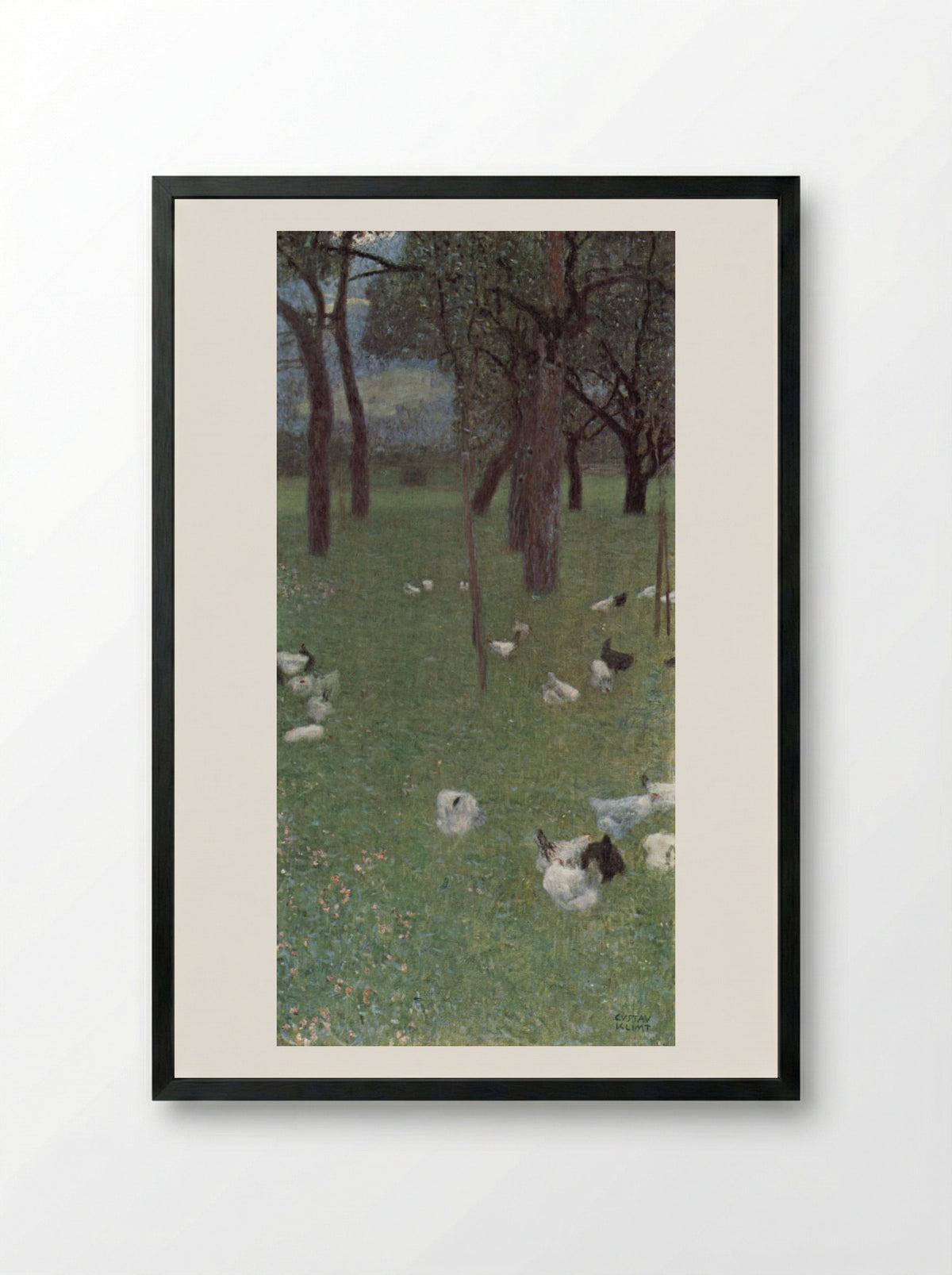 After the Rain (Garden with Chickens in St. Agatha) - Gustav Klimt - Framed Print Black