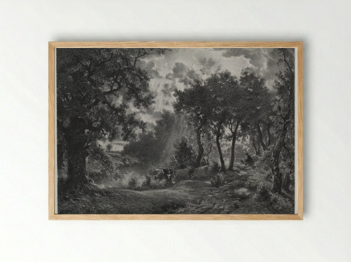 After the Shower - François-Louis Français - Framed Print Wood