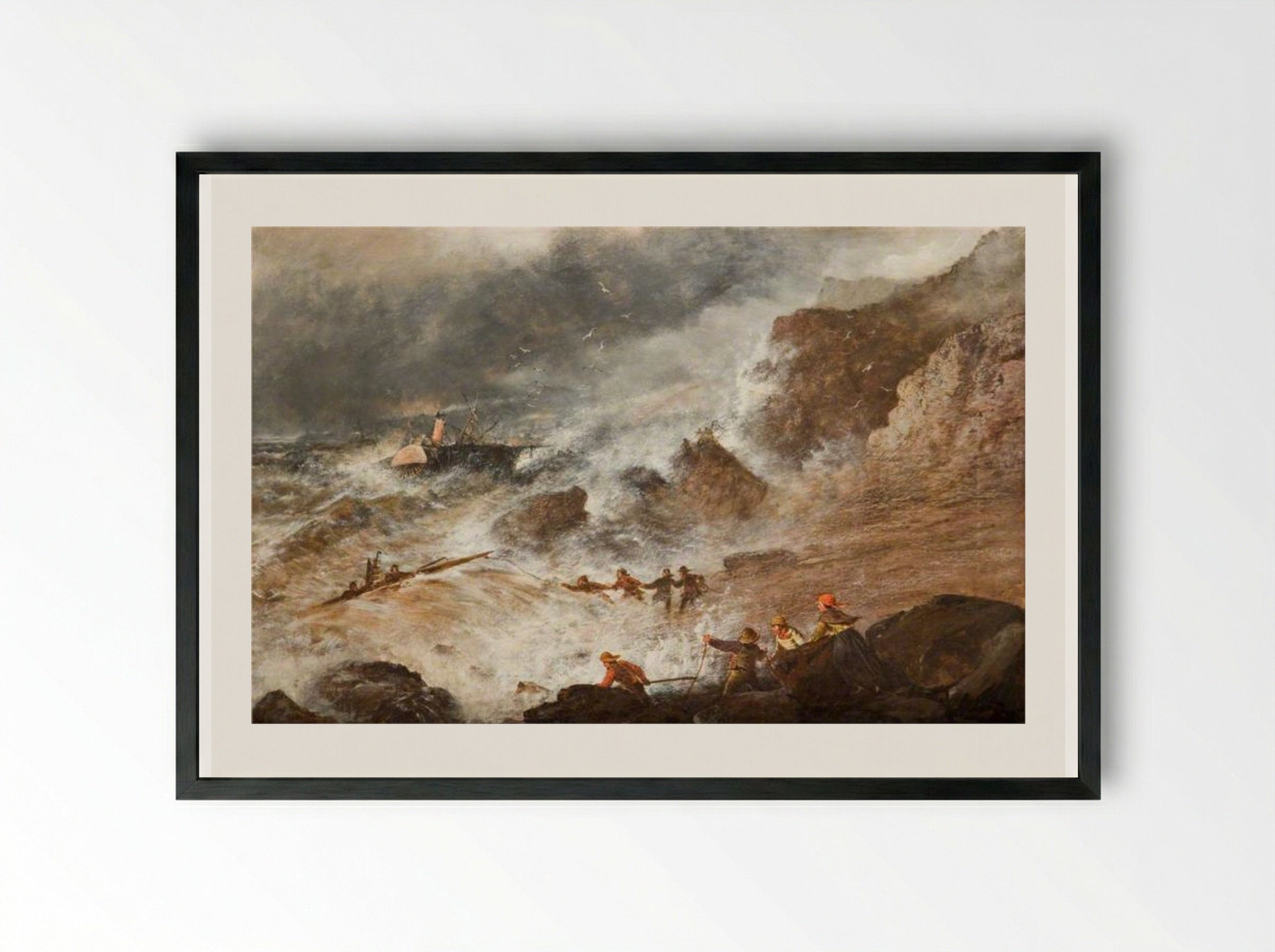 After the Wreck (On the French Coast) - James Webb - Framed Print Black