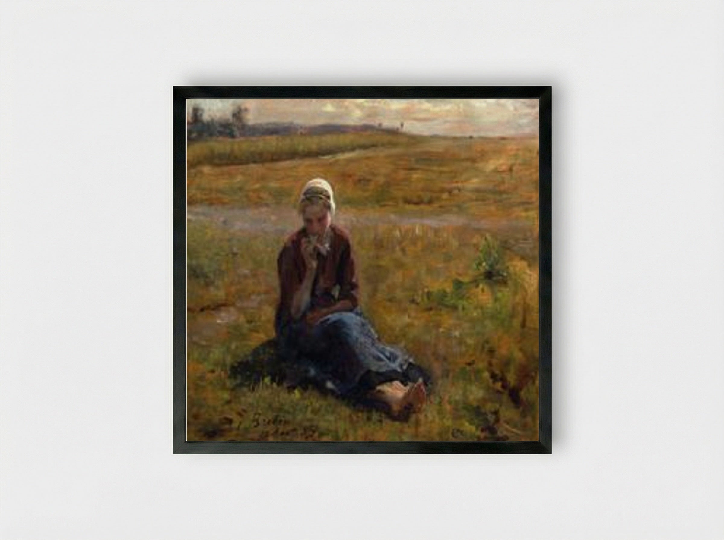 Afternoon Repast - Jules Breton - Framed Print Black