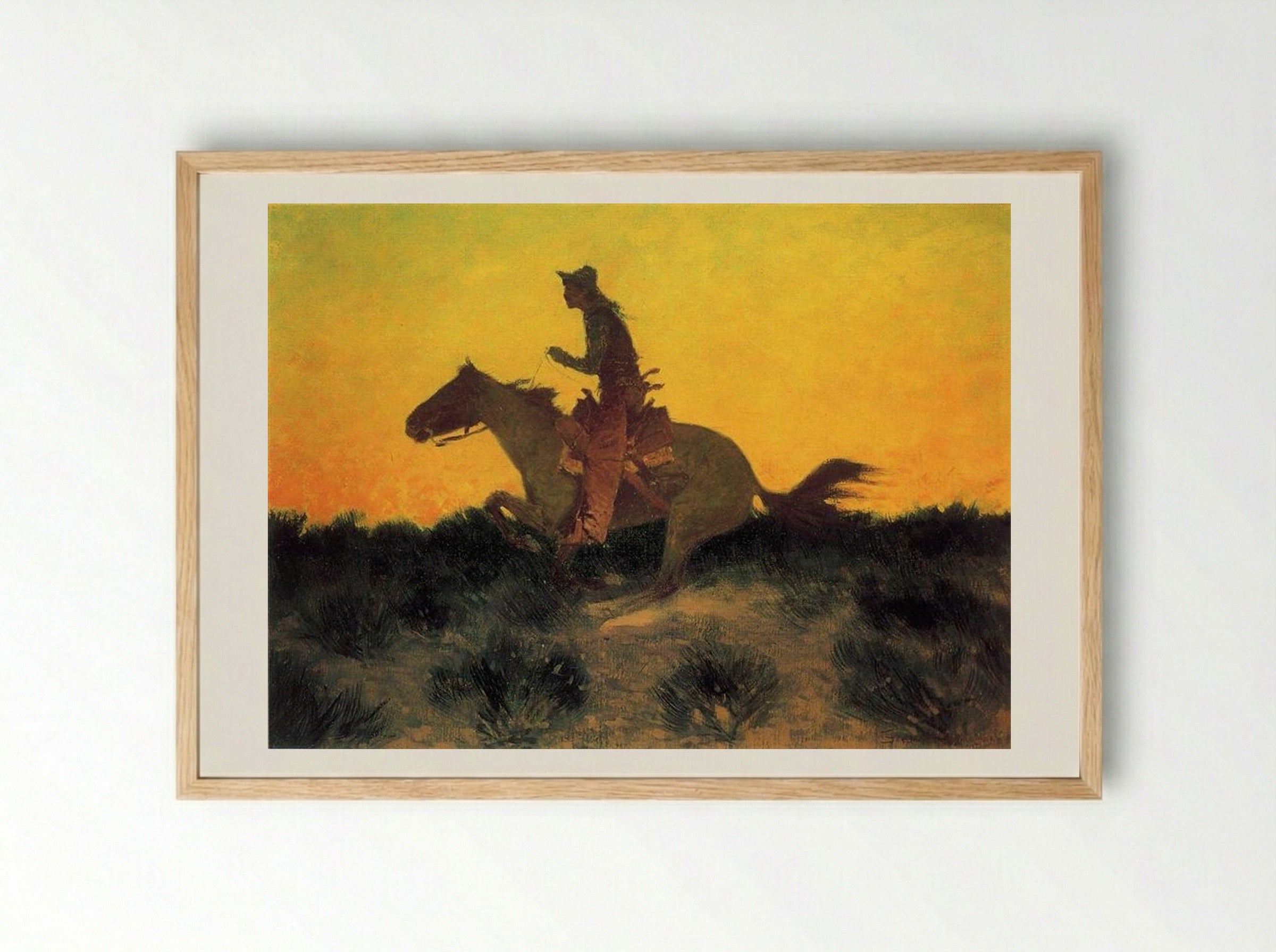 Against the Sunset - Frederic Remington - Framed Print Wood