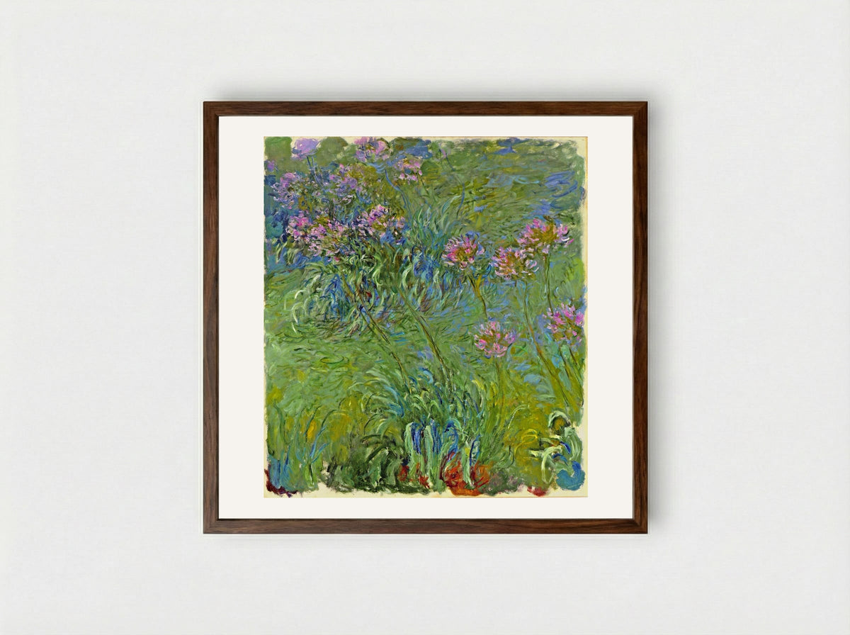Agapanthus - Claude Monet - Framed Print Dark Wood