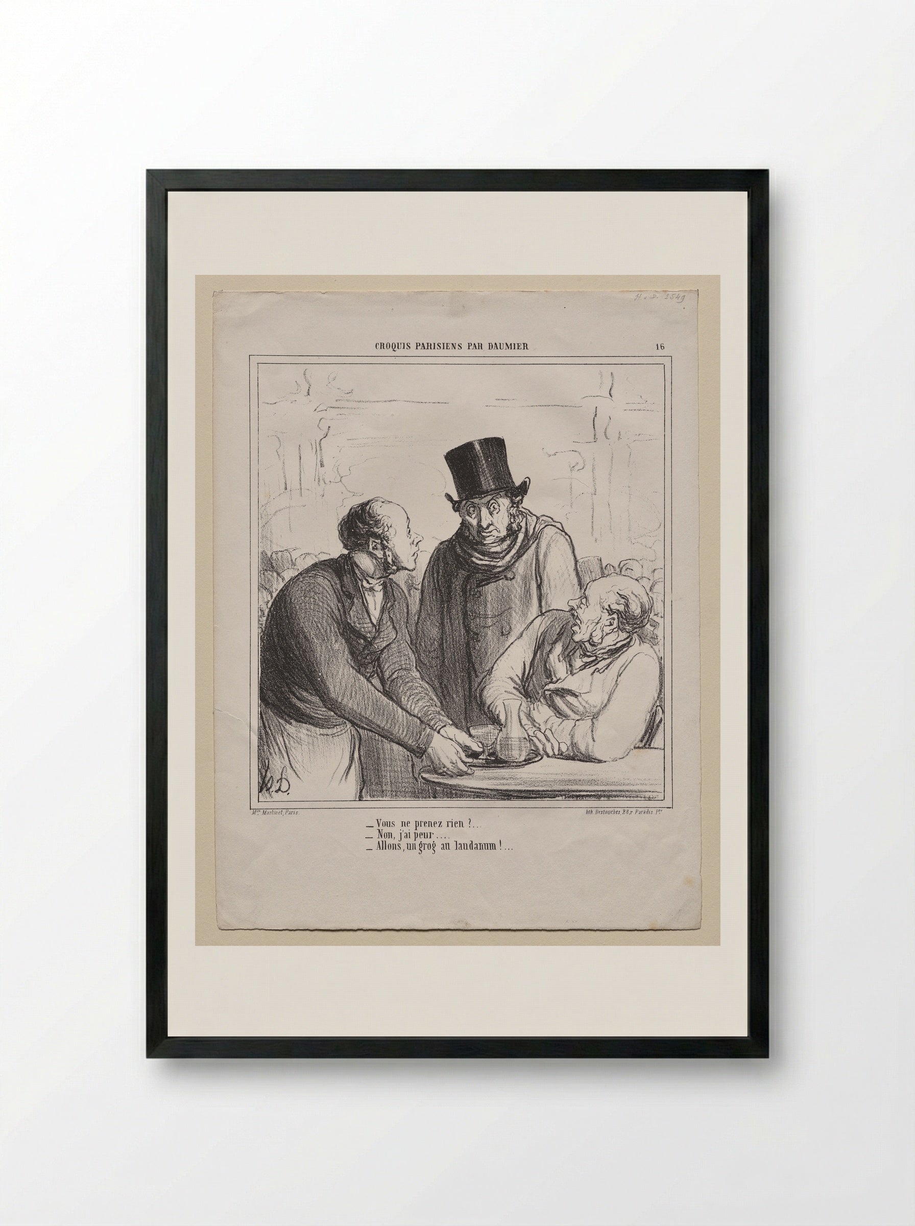 Ah! You Think Your Wife Does Not Provide Enough for You, Villain... - Honoré Daumier - Framed Print Black