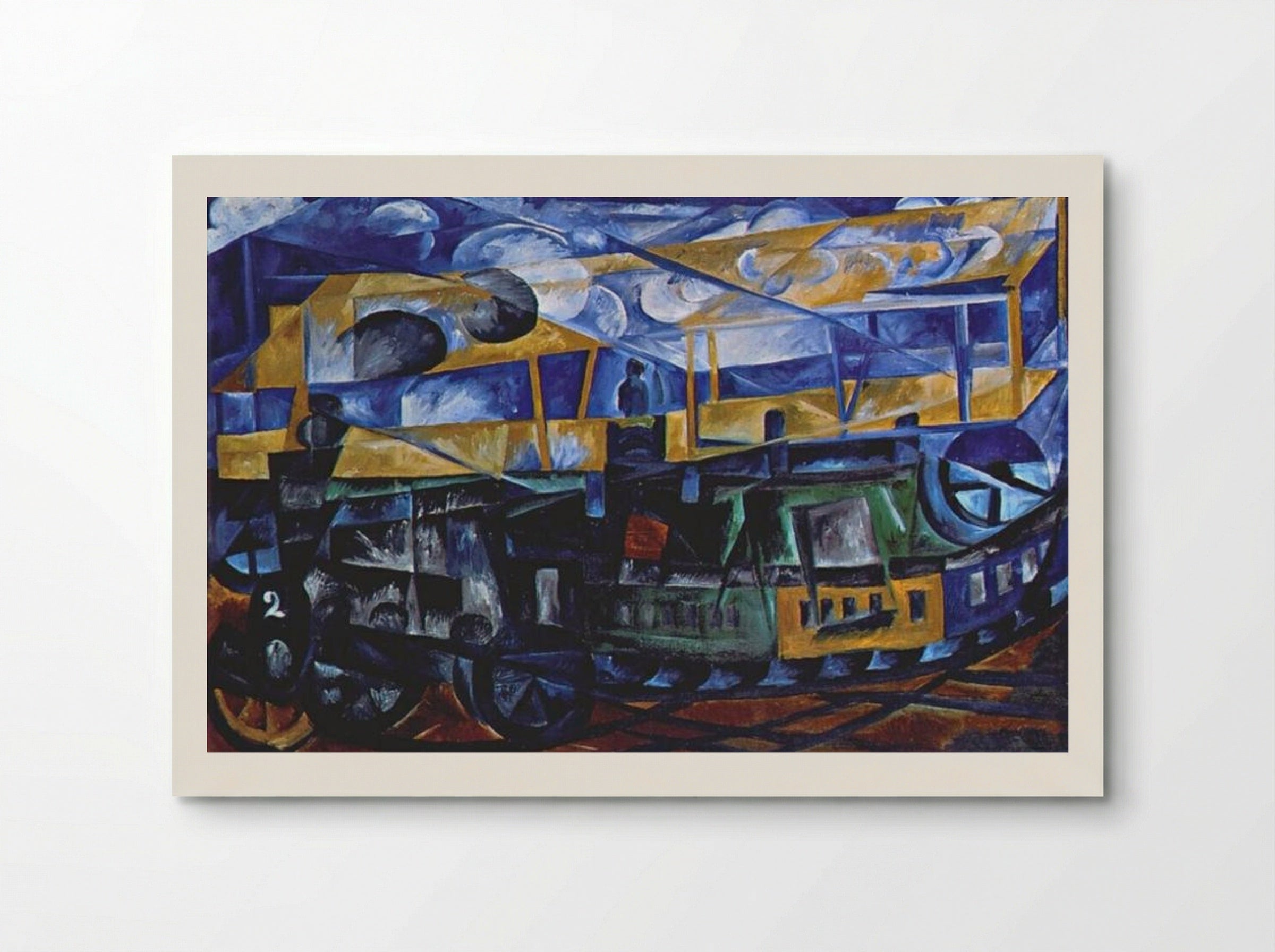 Airplane over train - Natalia Goncharova - Poster