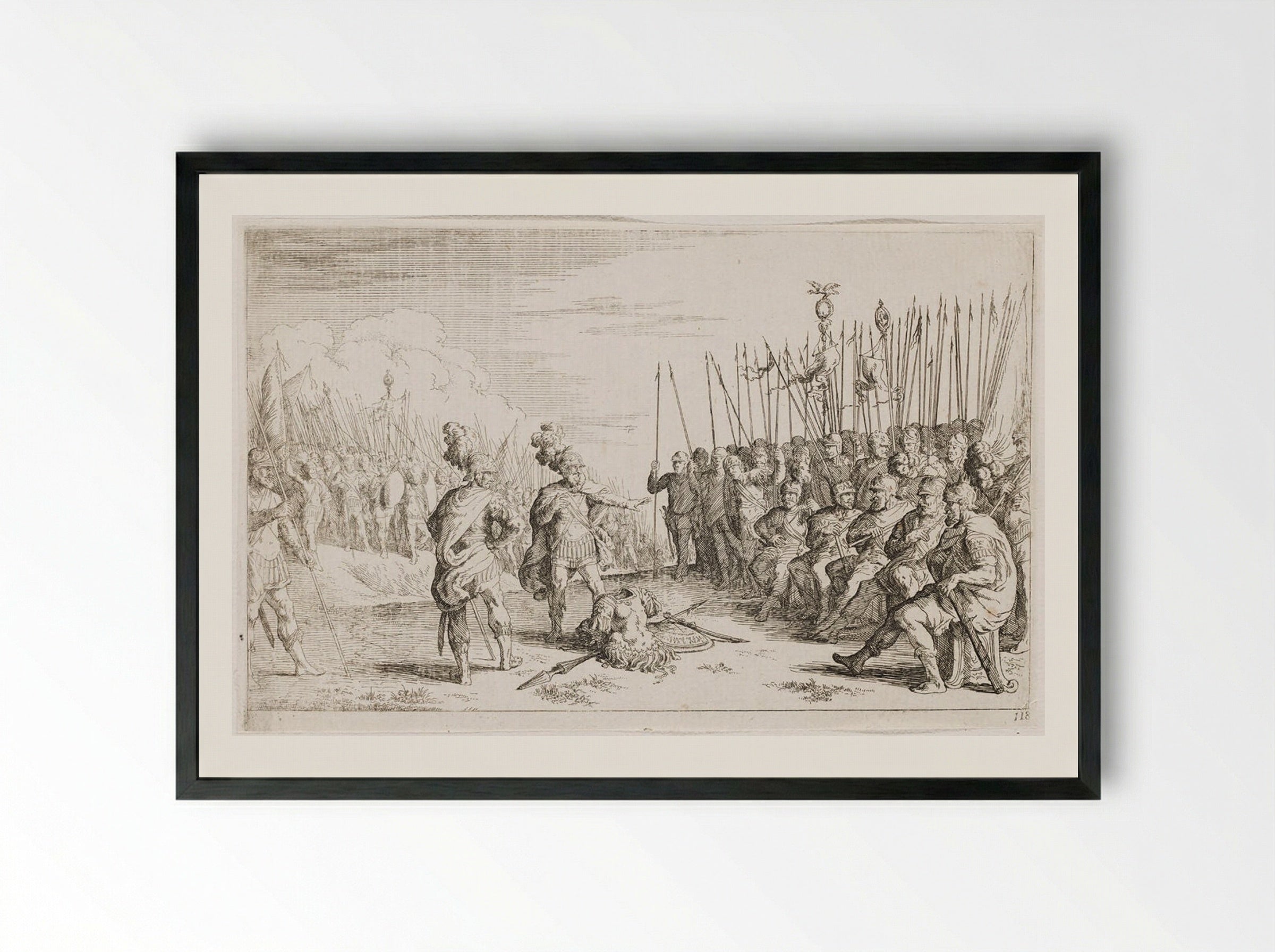 Ajax and Ulysses Dispute the Arms of Achilles - Johann Wilhelm Baur - Framed Print Black