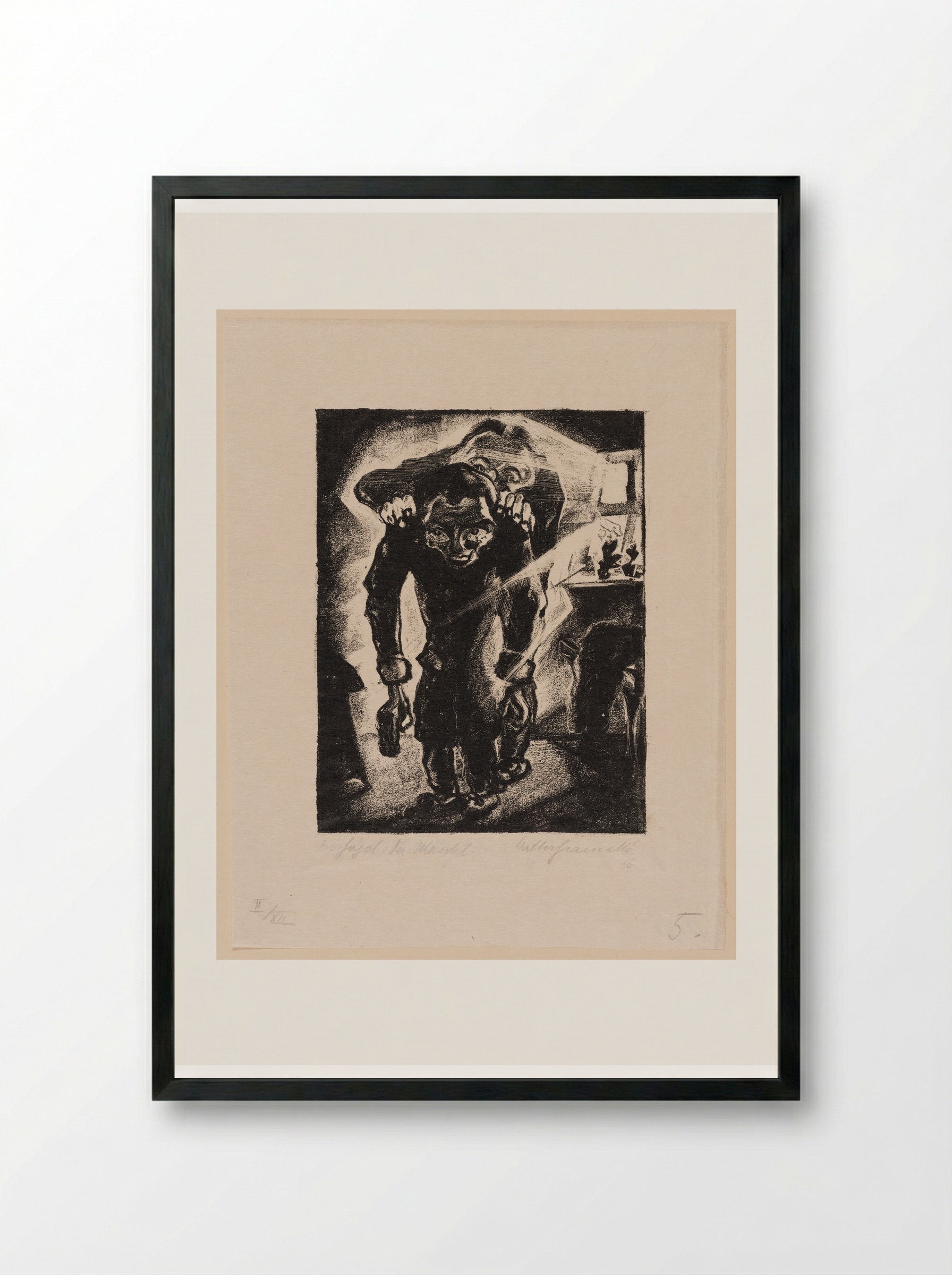 Akaki Has a New Coat Measured - Walter Gramatté - Framed Print Black
