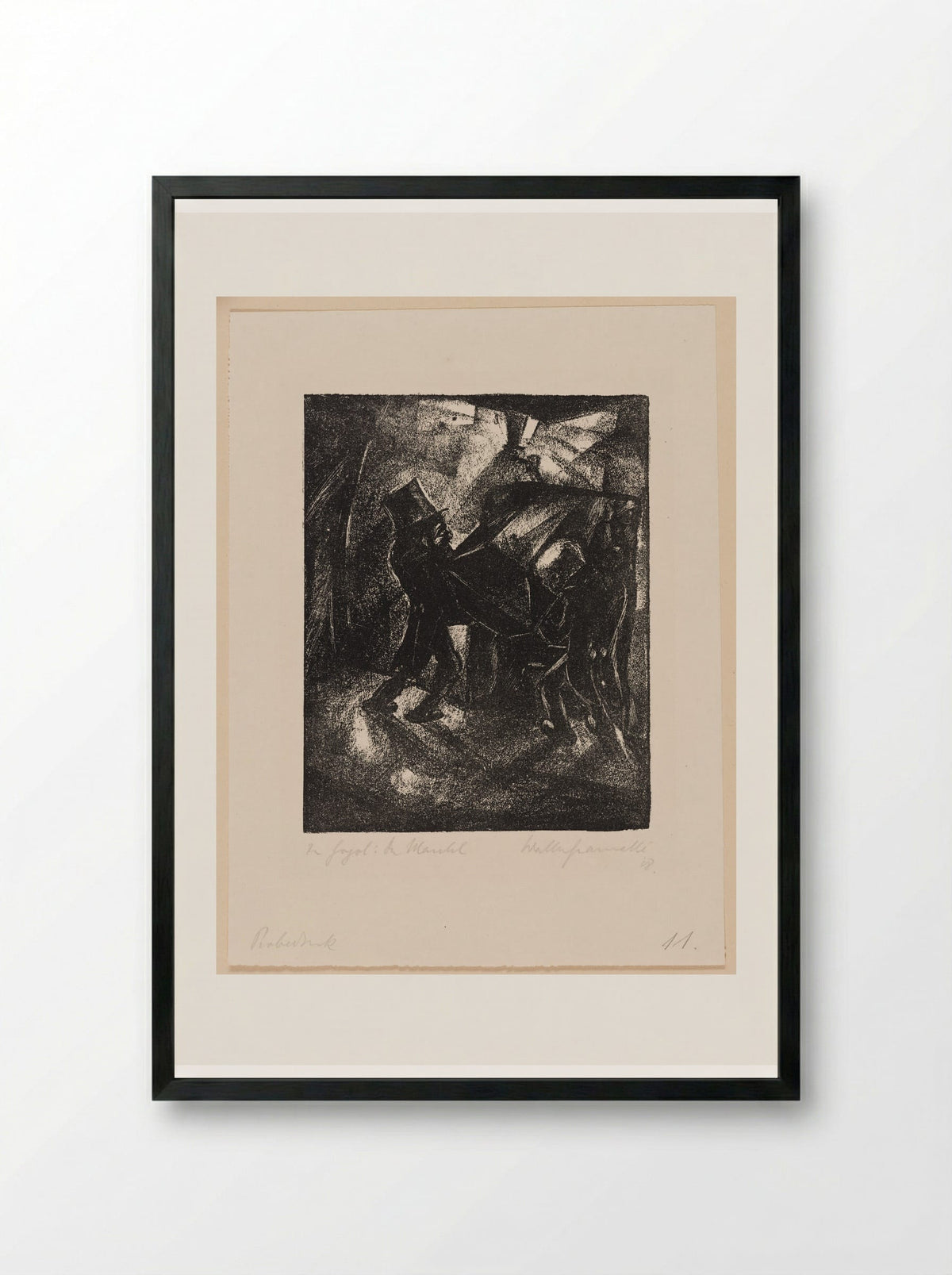 Akaki Is Carried to the Grave - Walter Gramatté - Framed Print Black