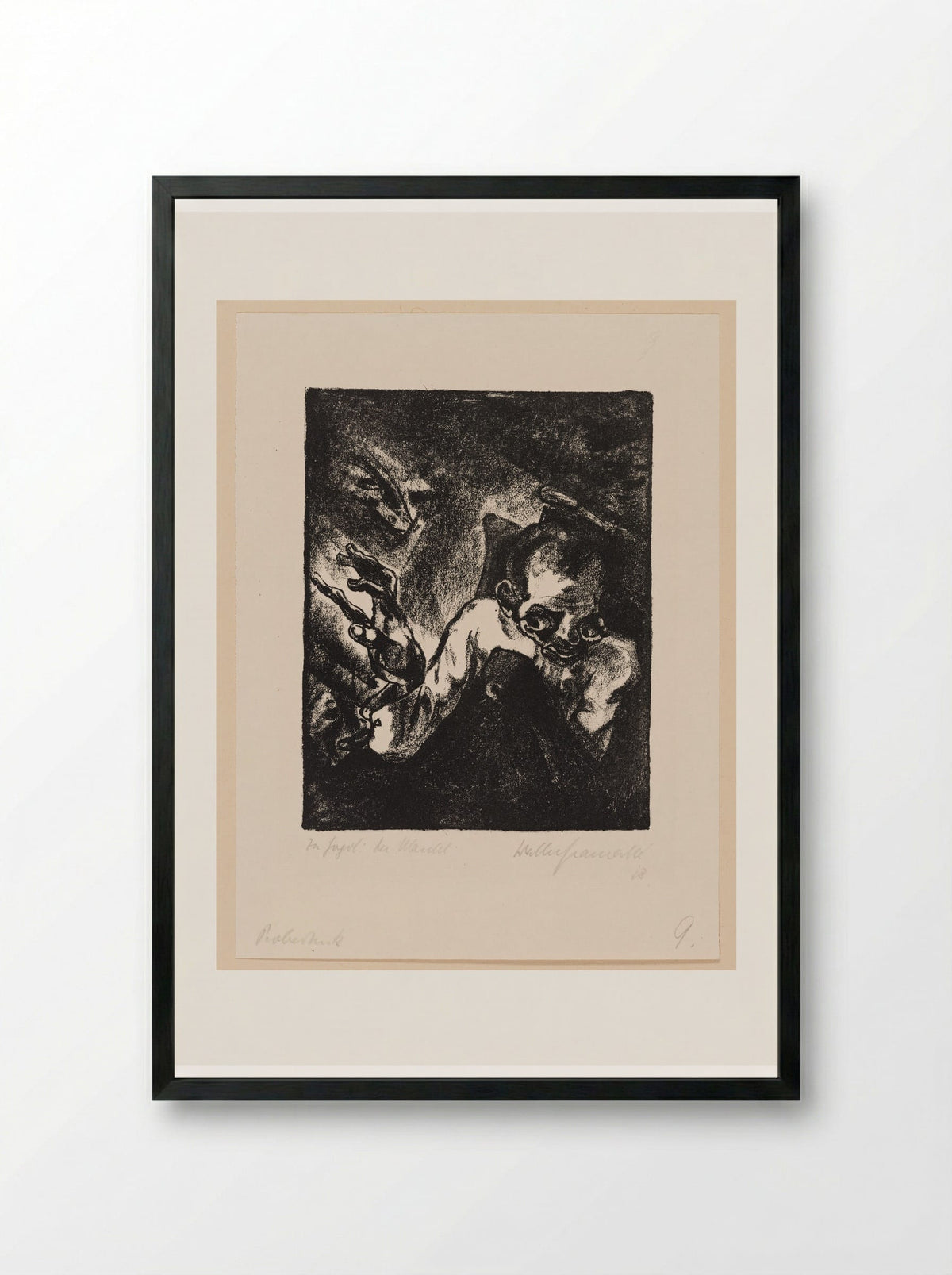 Akaki in Feverish Fantasies - Walter Gramatté - Framed Print Black