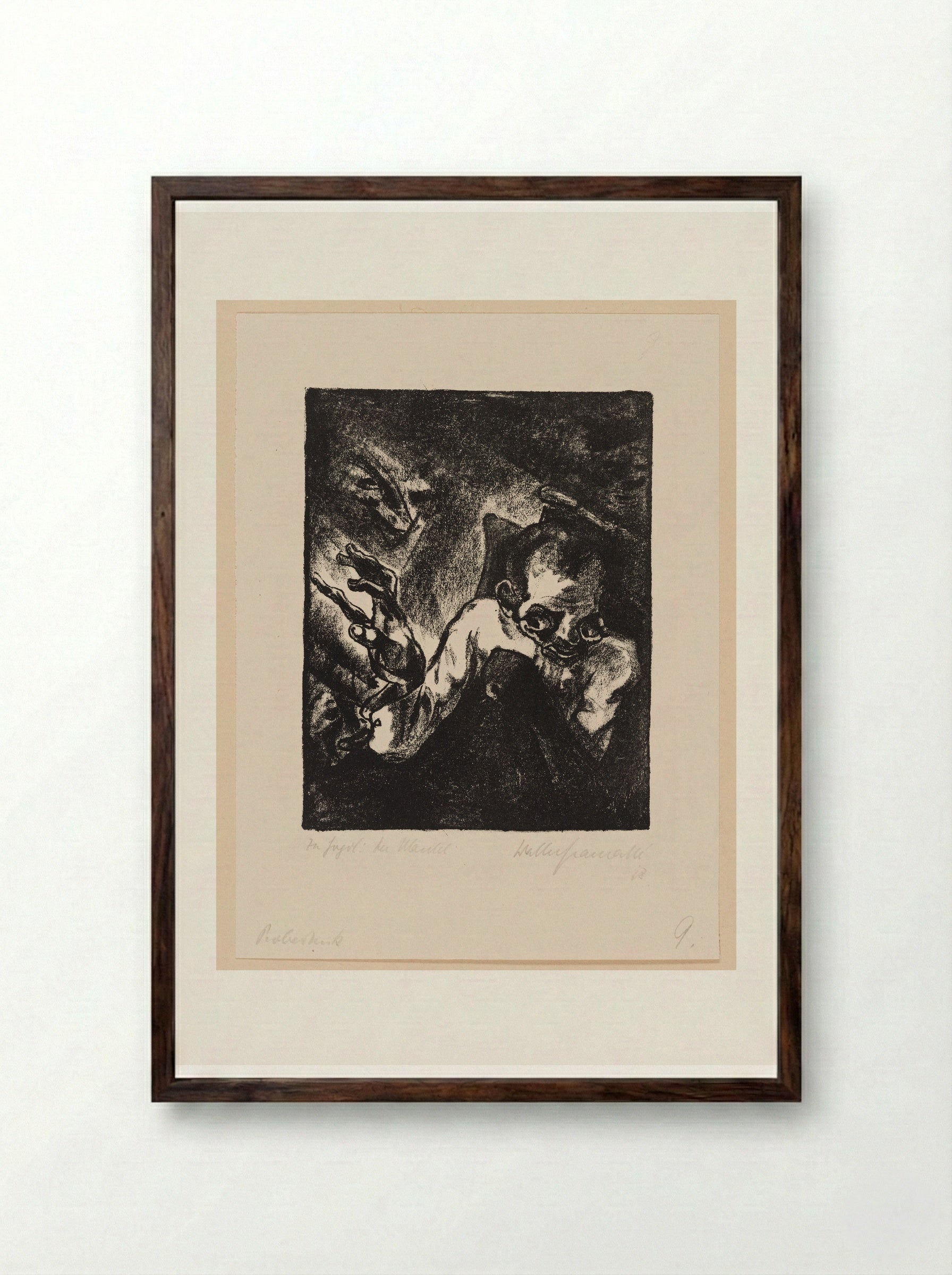 Akaki in Feverish Fantasies - Walter Gramatté - Framed Print Dark Wood