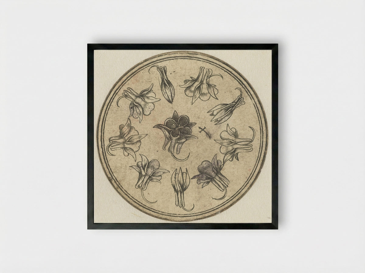 Akelei-tien (Columbine Studies) - Meester PW van Keulen - Framed Print Black
