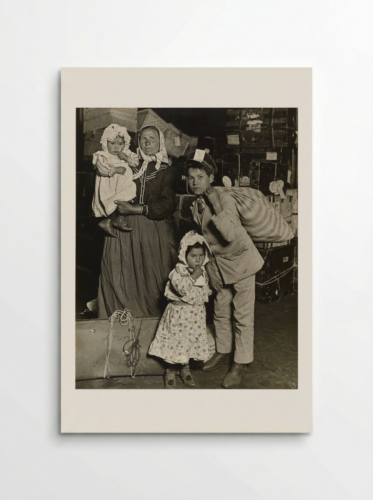 Albanian Woman and Children at Ellis Island - Lewis Wickes Hine - Poster