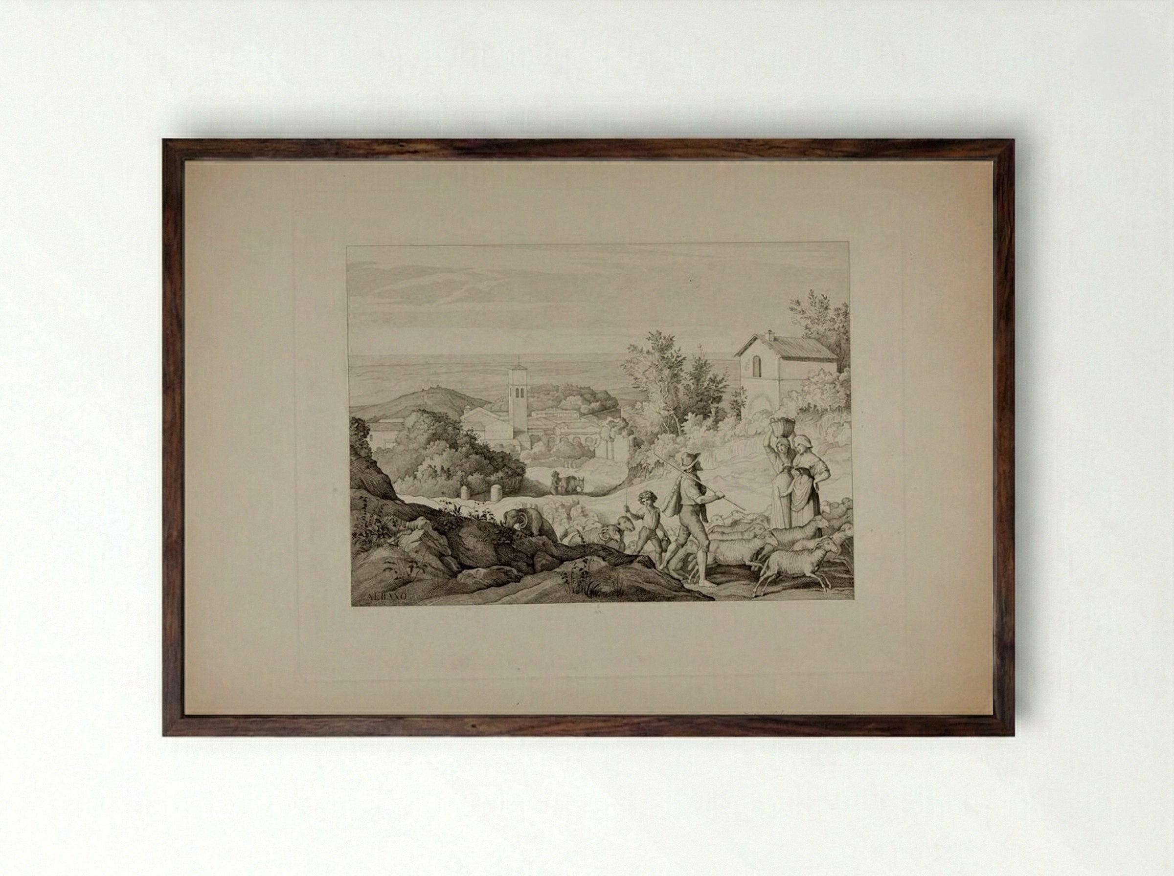 Albano - Ferdinand Anton Krüger - Framed Print Dark Wood