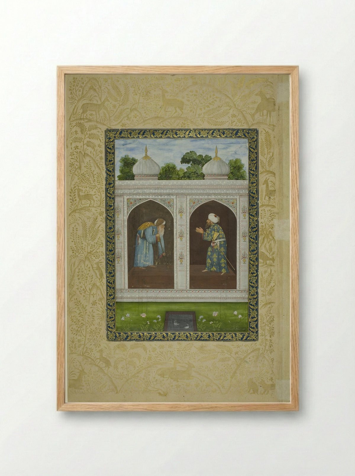 Album Page with Two Sheikhs - Mughal School - Framed Print Wood