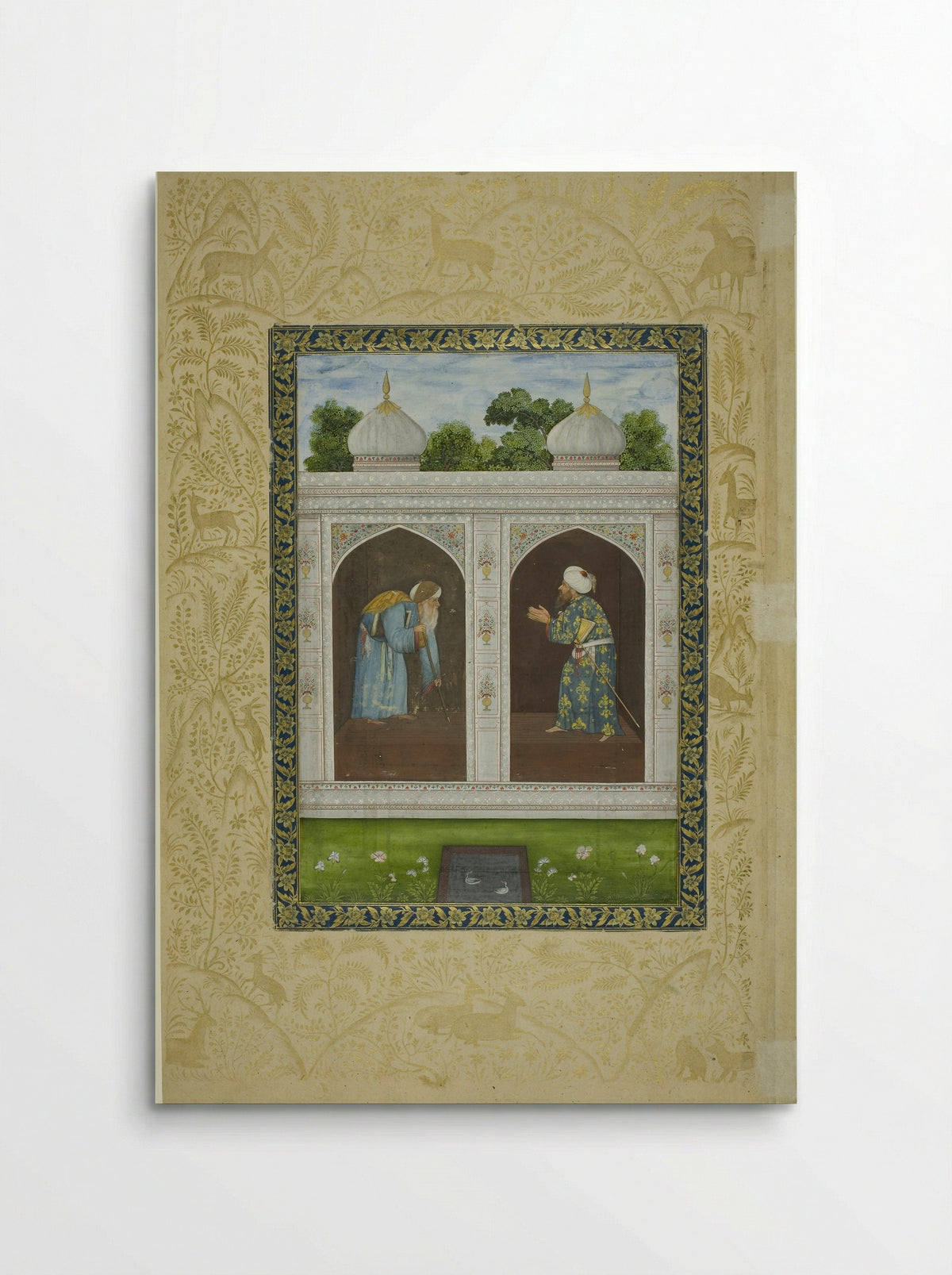 Album Page with Two Sheikhs - Mughal School - Poster