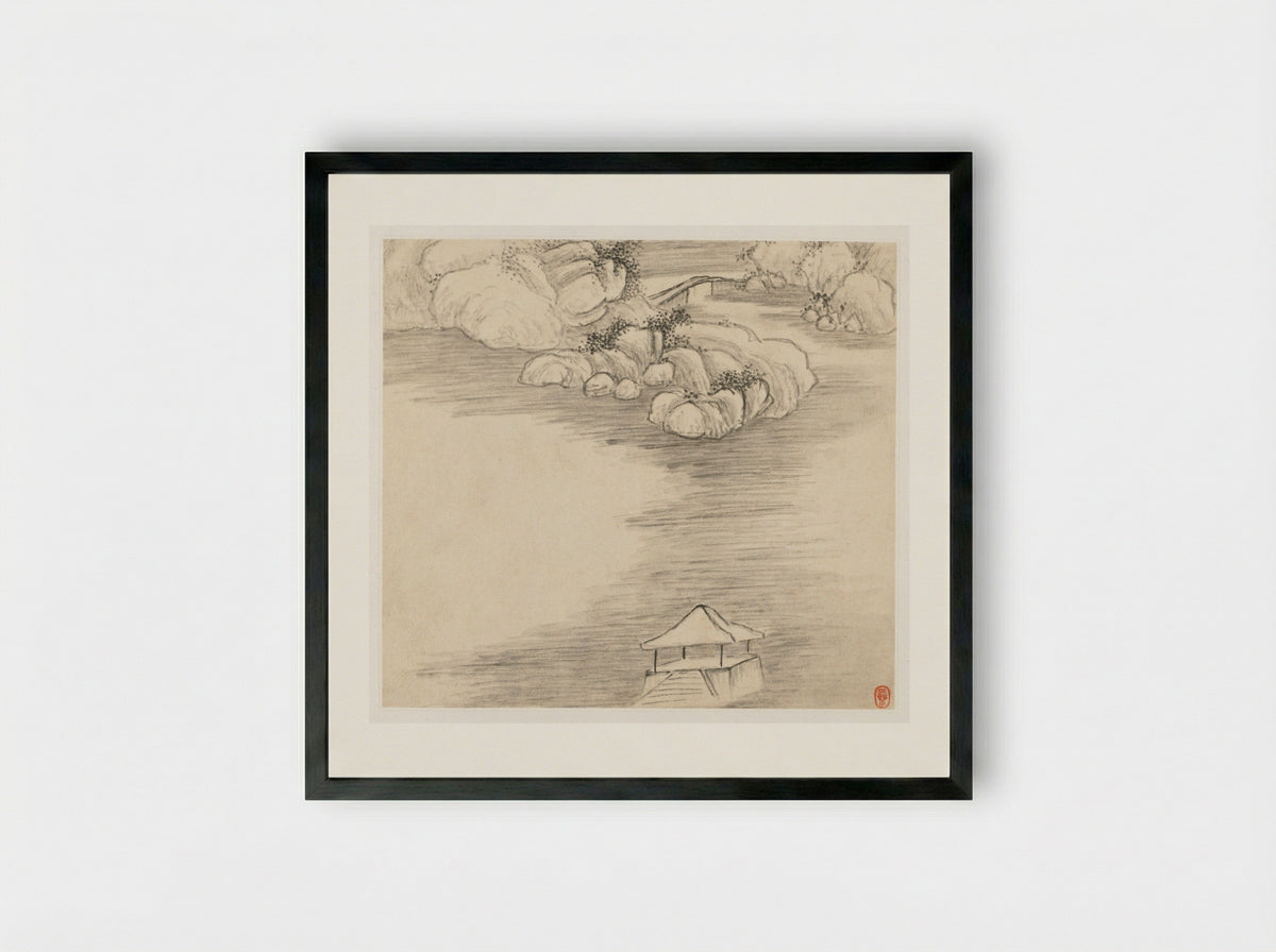 Album of Landscapes: Leaf 3 - Wang Gai - Framed Print Black