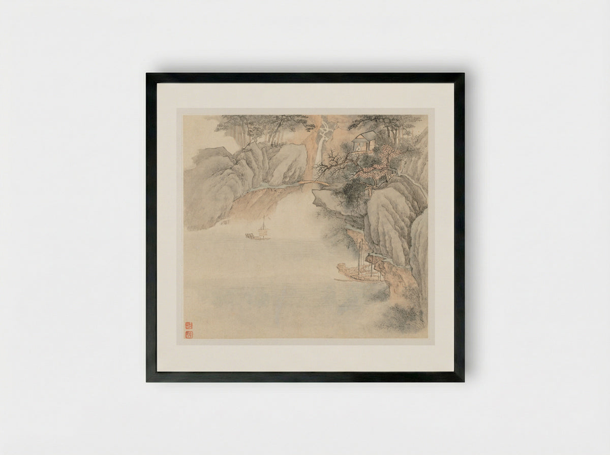 Album of Landscapes: Leaf 4 - Wang Gai - Framed Print Black