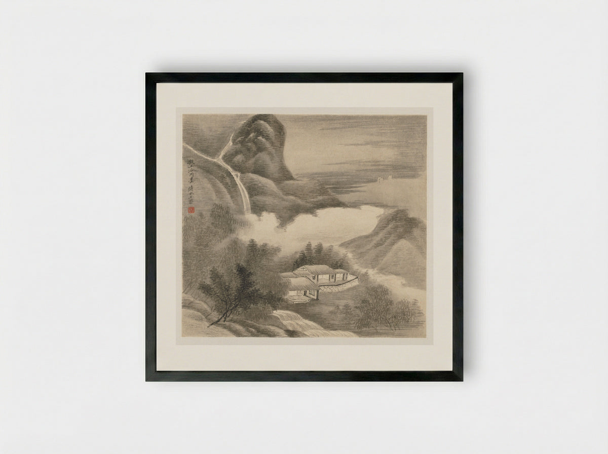Album of Landscapes: Leaf 5 - Wang Gai - Framed Print Black