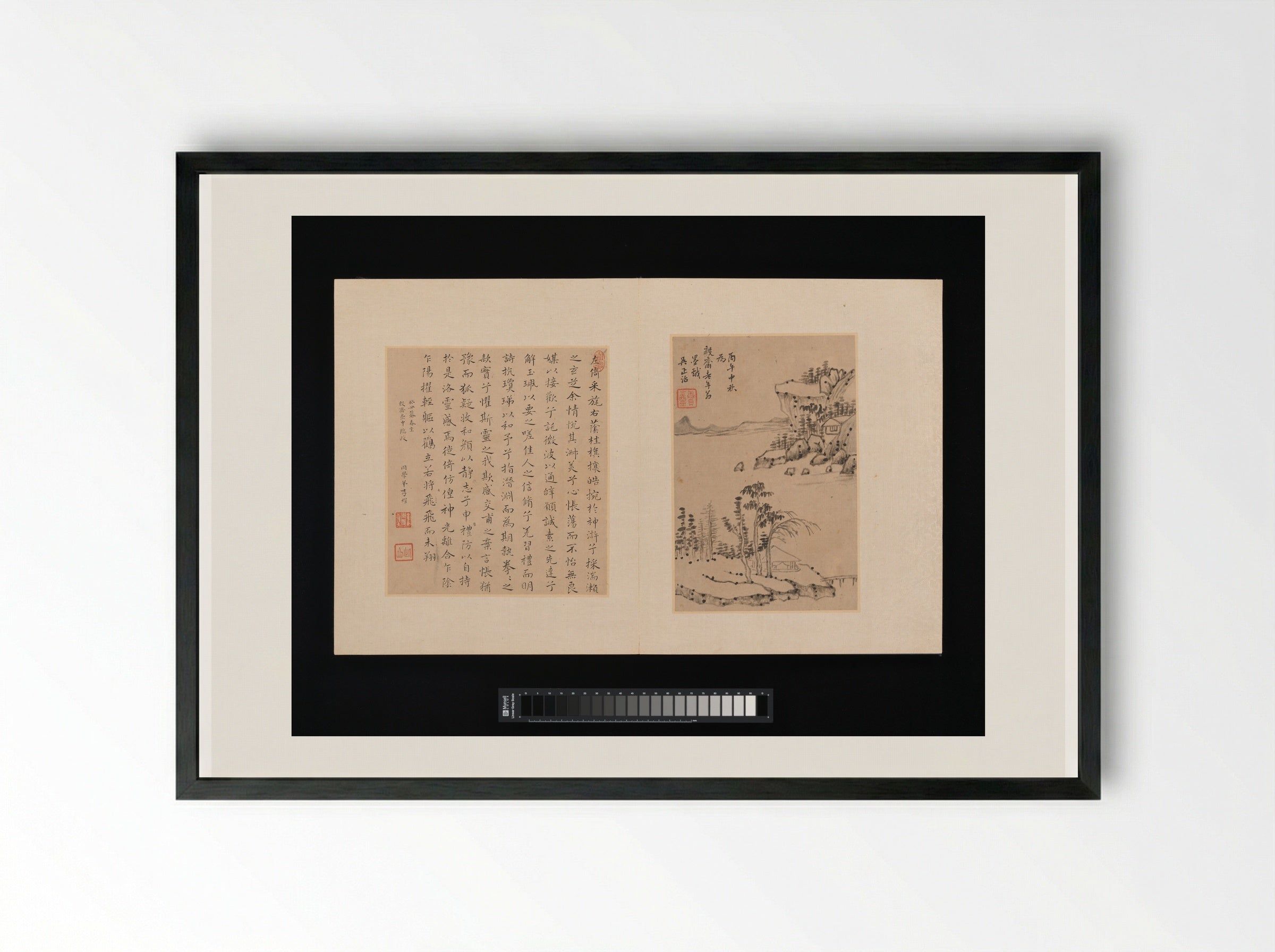 Album of painting and calligraphy for Maoshu - Various artists - Framed Print Black