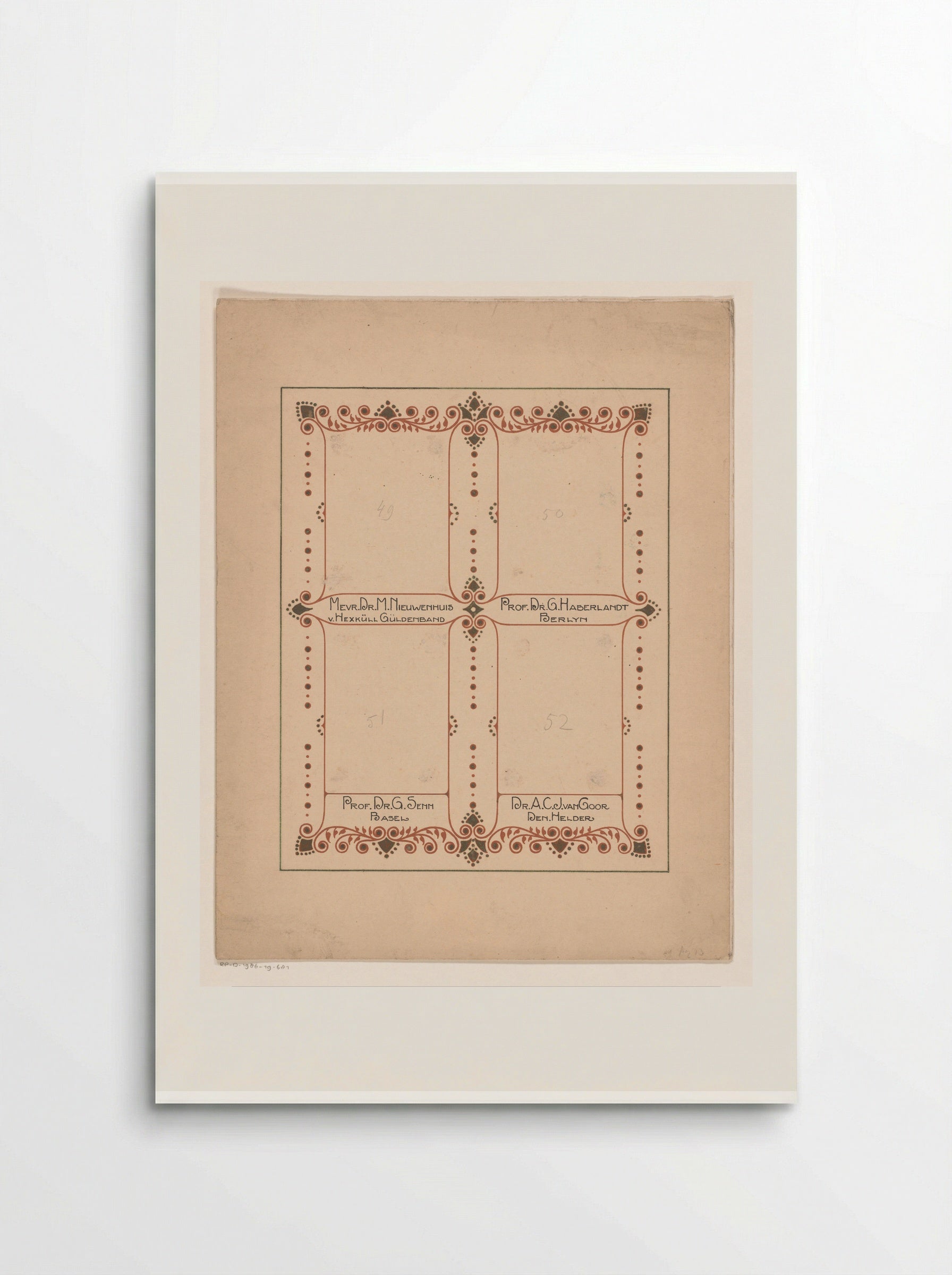 Albumblad voor een album voor Prof. Hugo de Vries - Reinier Willem Petrus de Vries - Poster