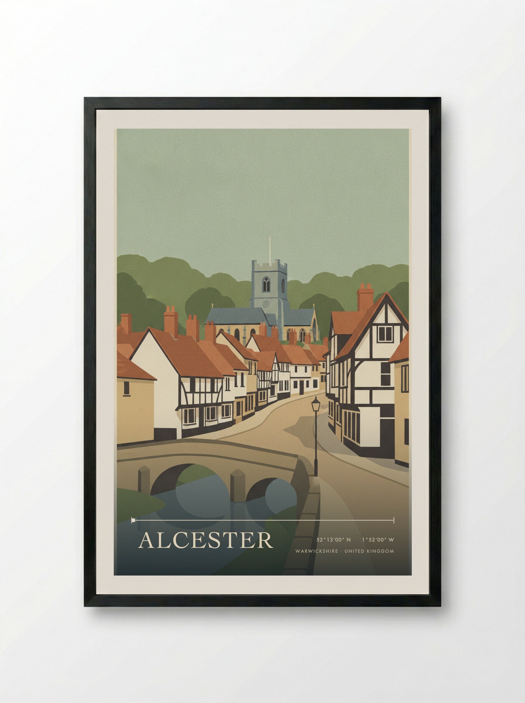 Alcester Warwickshire United Kingdom Travel Poster - Framed Print Black