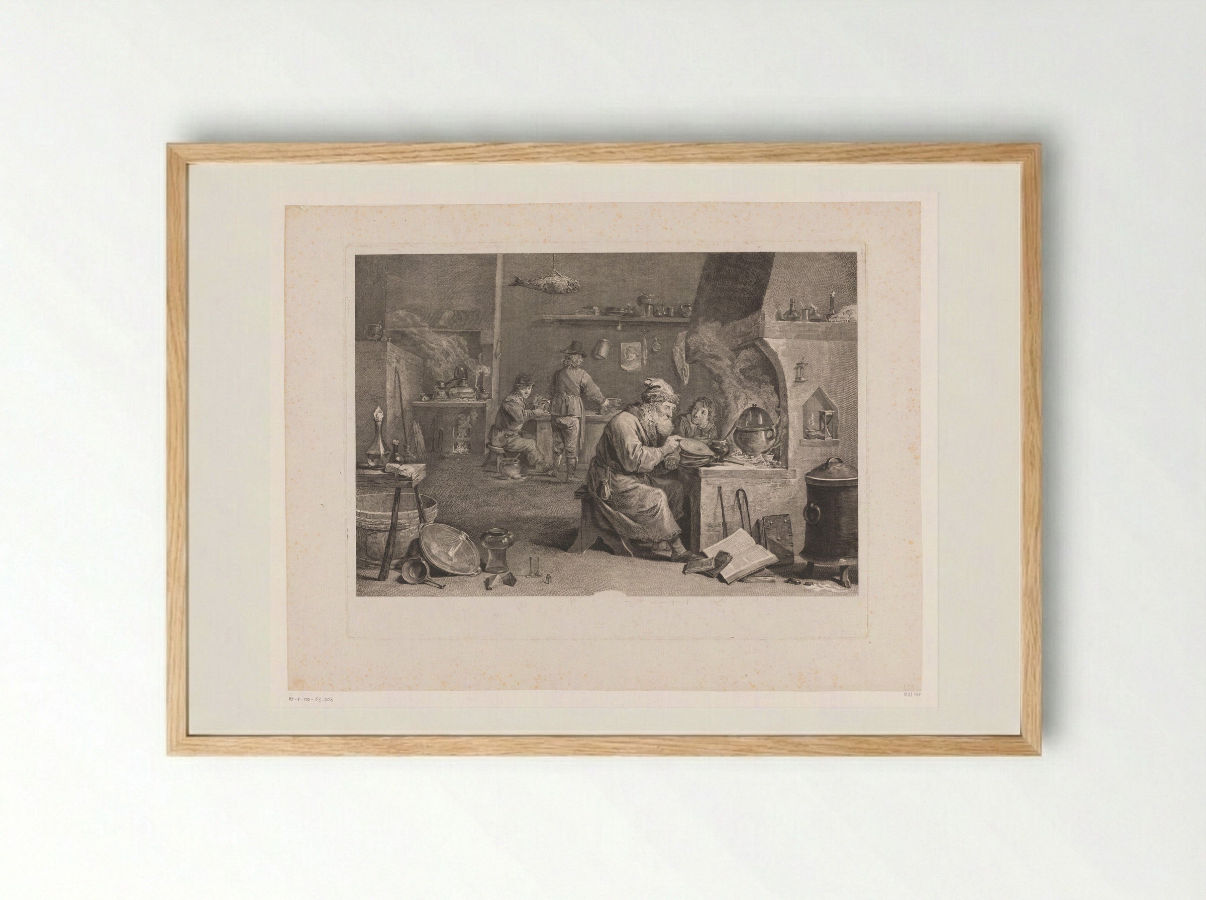 Alchemist in his Workshop - Jacques-Philippe Le Bas - Framed Print Wood
