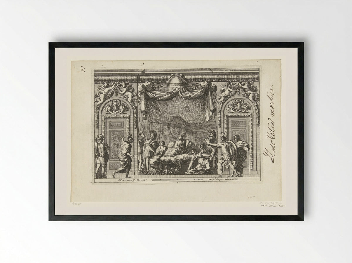 Alcove with the Death of Cleopatra - Jean Lepautre - Framed Print Black