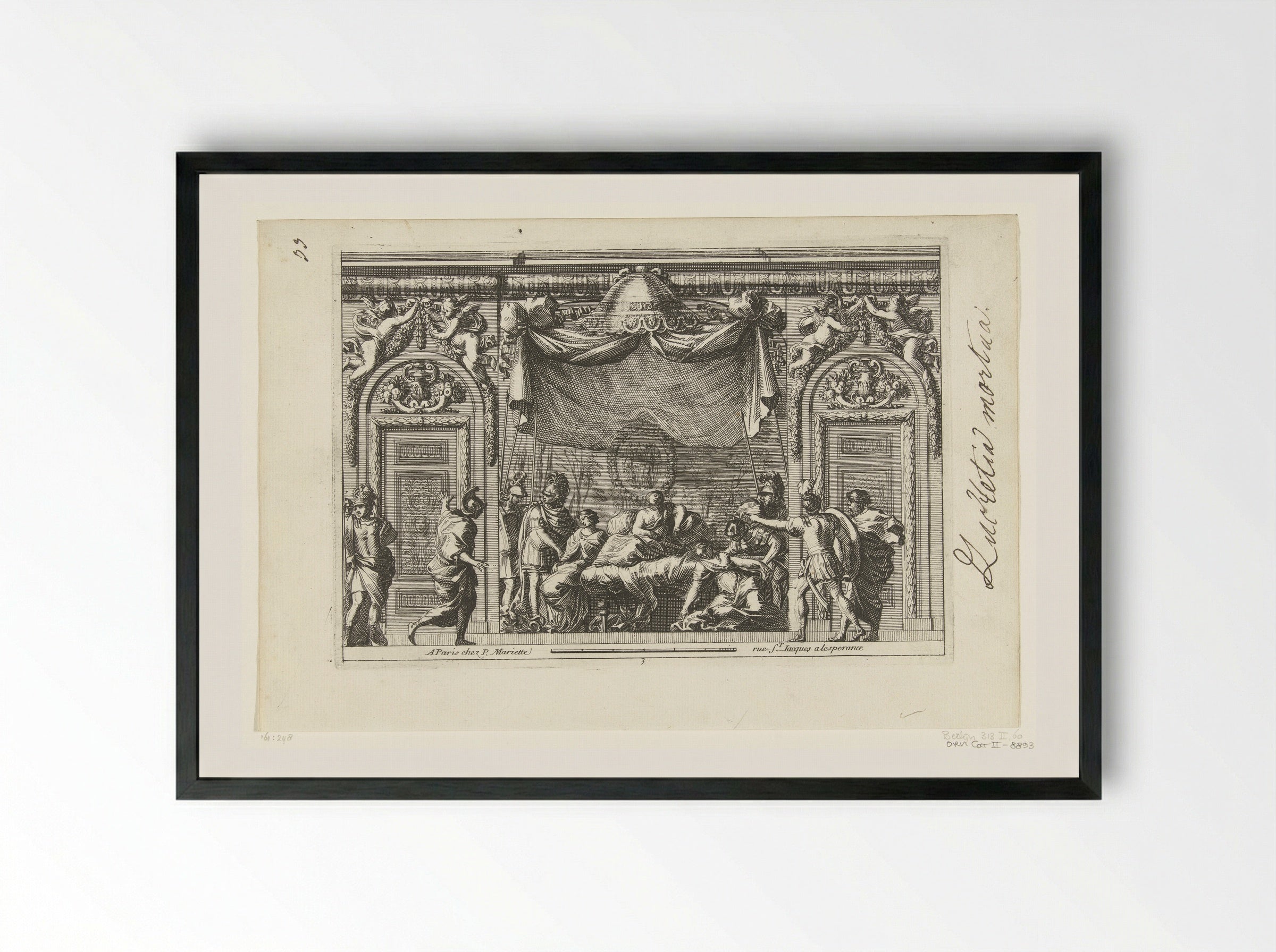 Alcove with the Death of Cleopatra - Jean Lepautre - Framed Print Black