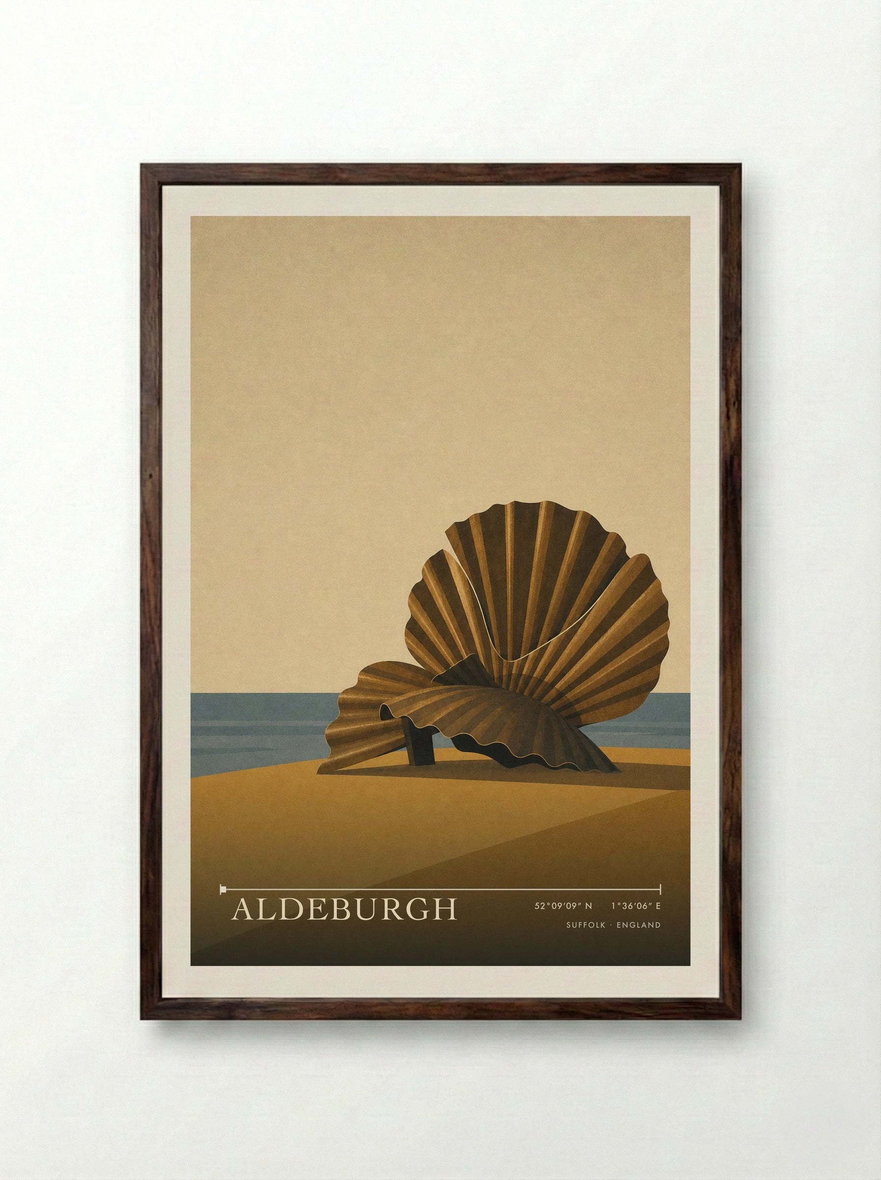 Aldeburgh Suffolk Travel Poster - Framed Print Dark Wood