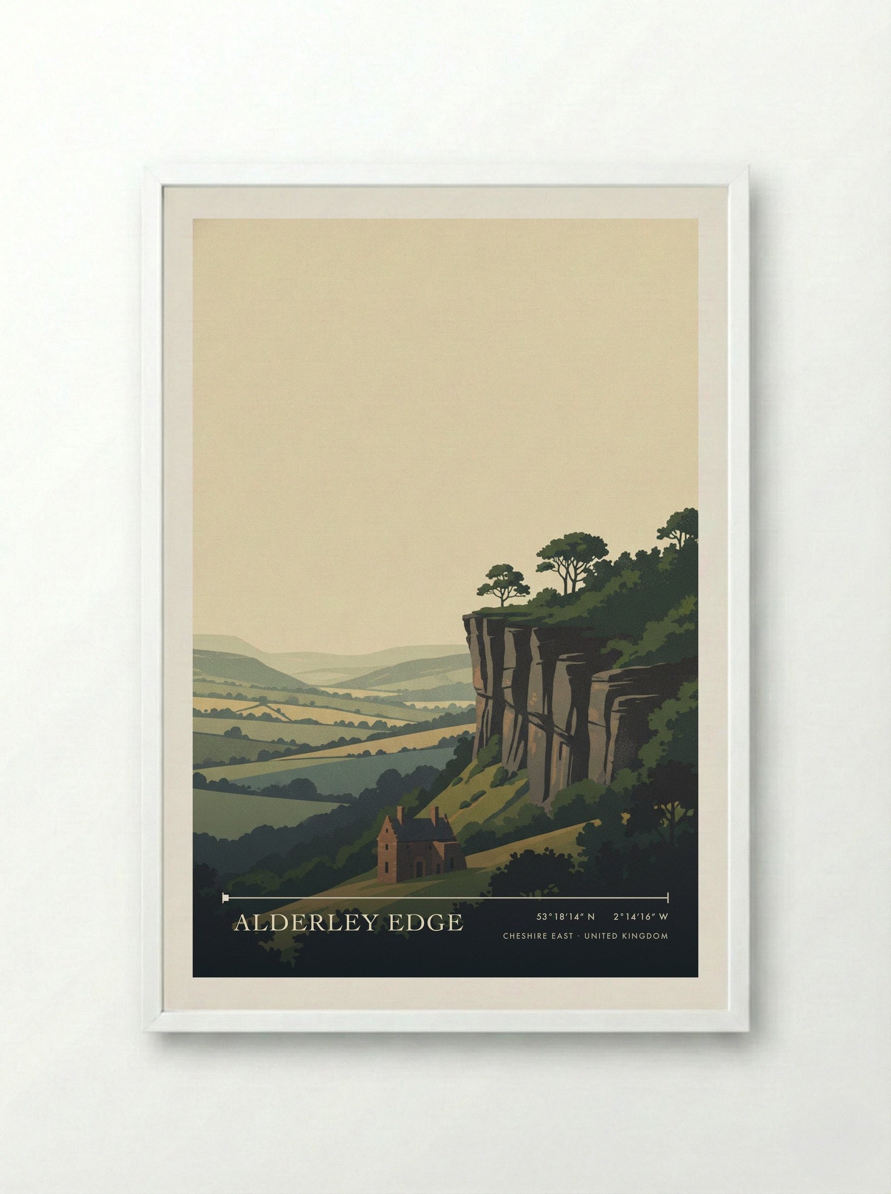 Alderley Edge Cheshire East United Kingdom Travel Poster - Framed Print White
