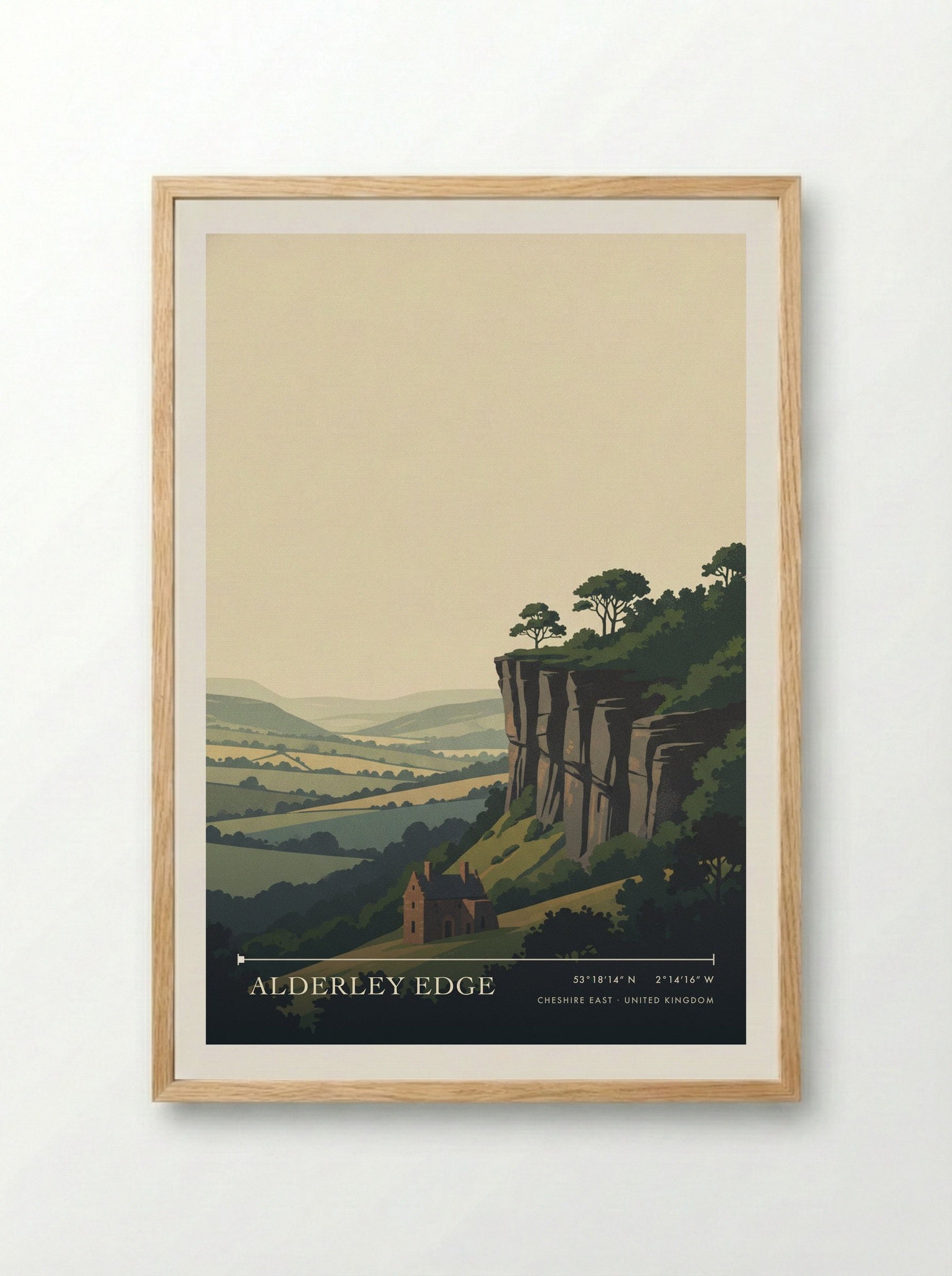 Alderley Edge Cheshire East United Kingdom Travel Poster - Framed Print Wood
