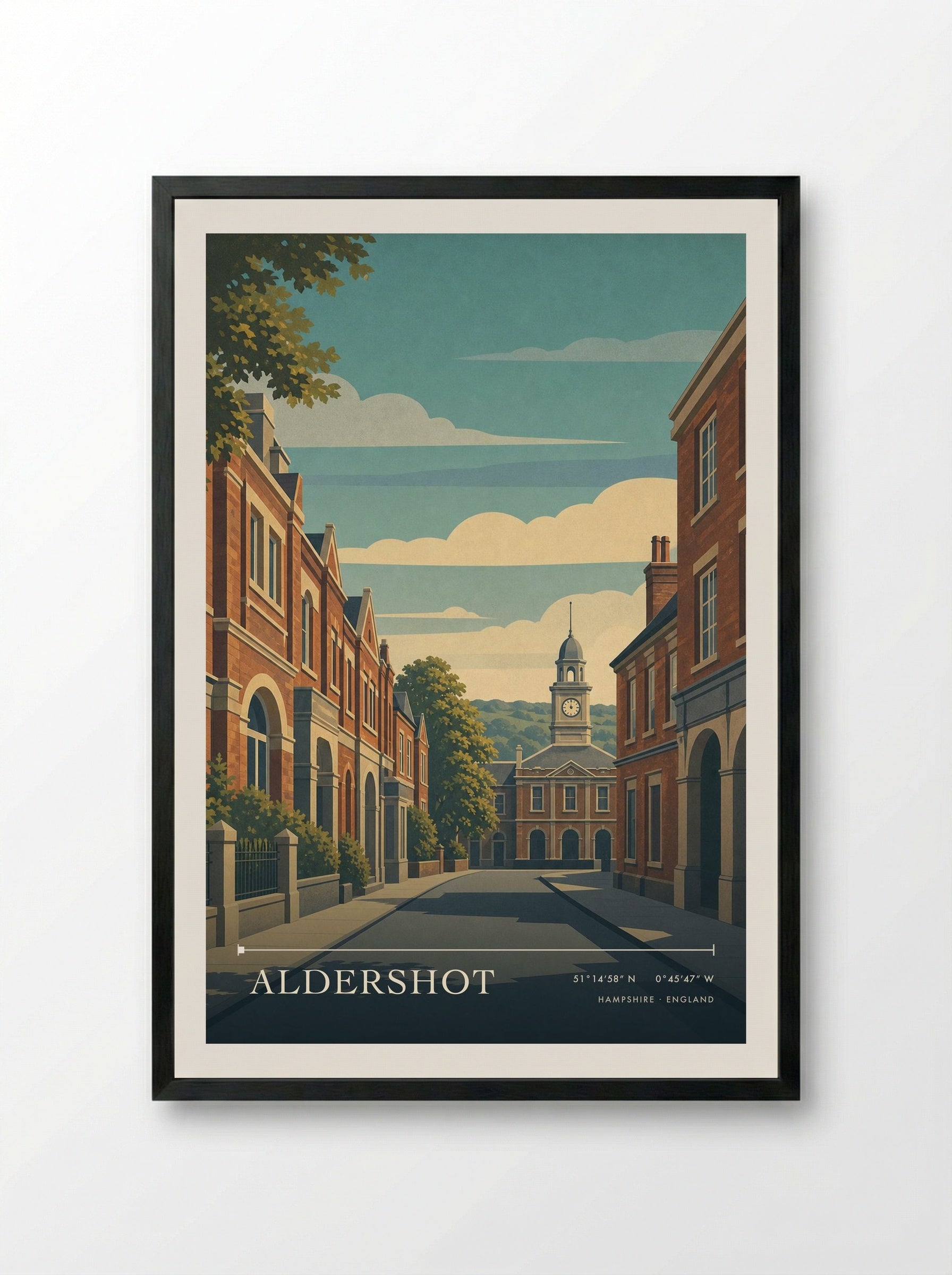 Aldershot Hampshire England Travel Poster - Framed Print Black