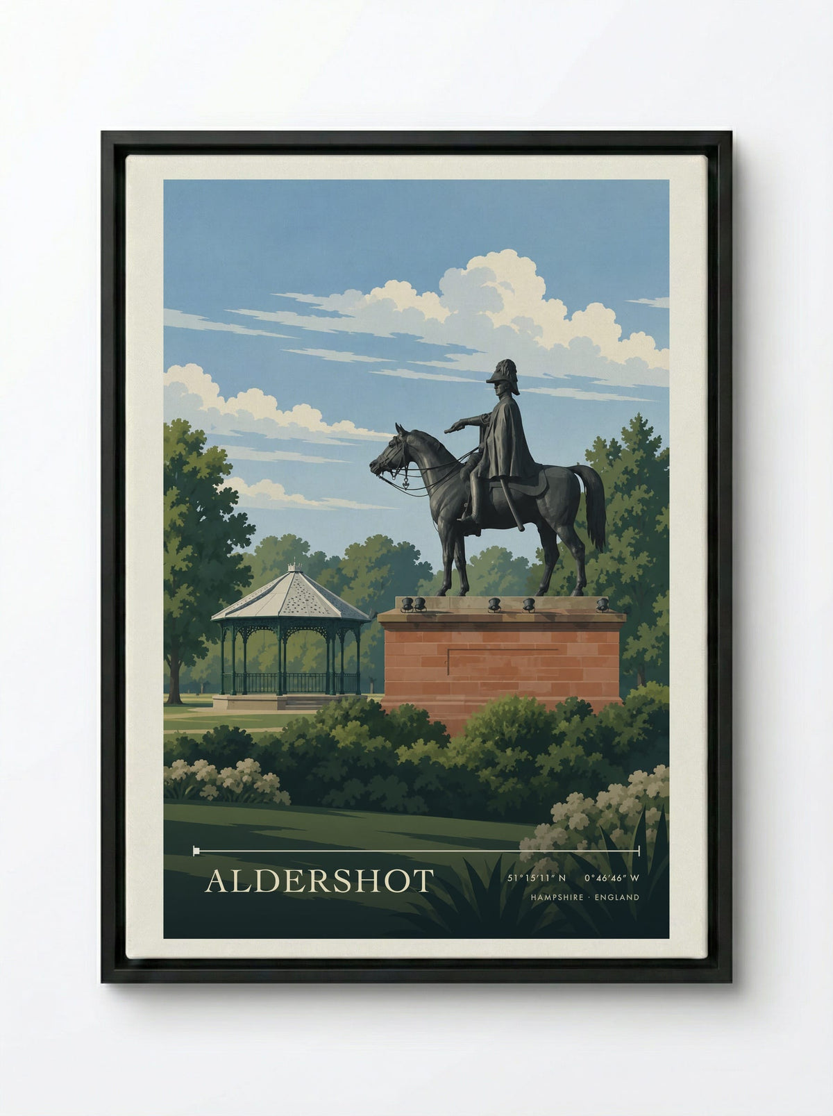 Aldershot Hampshire | Travel Poster - Framed Canvas Black