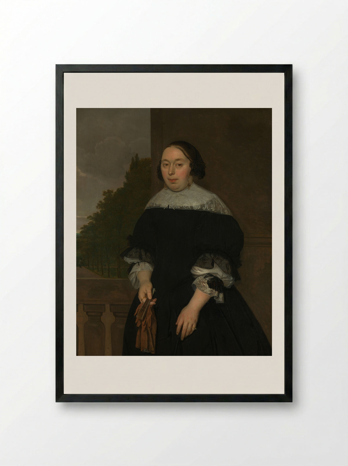 Aletta van Ravensberg (1635-1677), Wife of Jan van Nes - Ludolf de Jongh - Framed Print Black