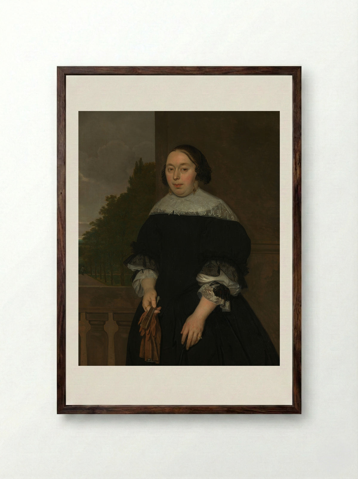 Aletta van Ravensberg (1635-1677), Wife of Jan van Nes - Ludolf de Jongh - Framed Print Dark Wood