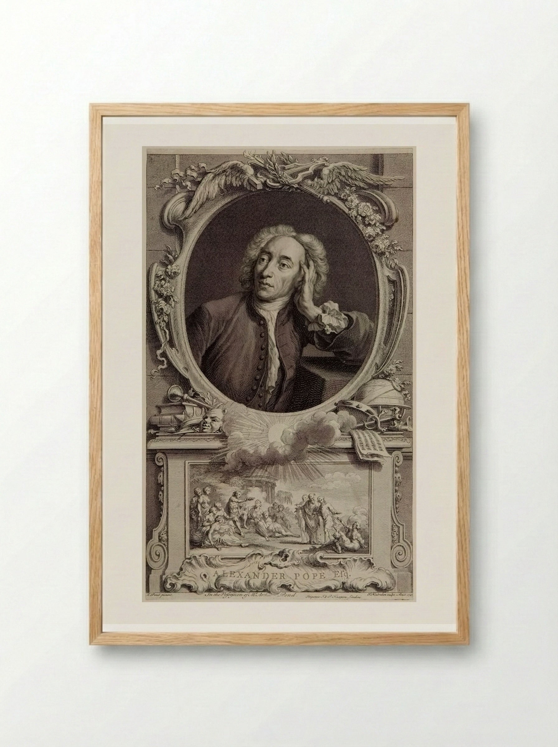 Alexander Pope - Jacobus Houbraken - Framed Print Wood
