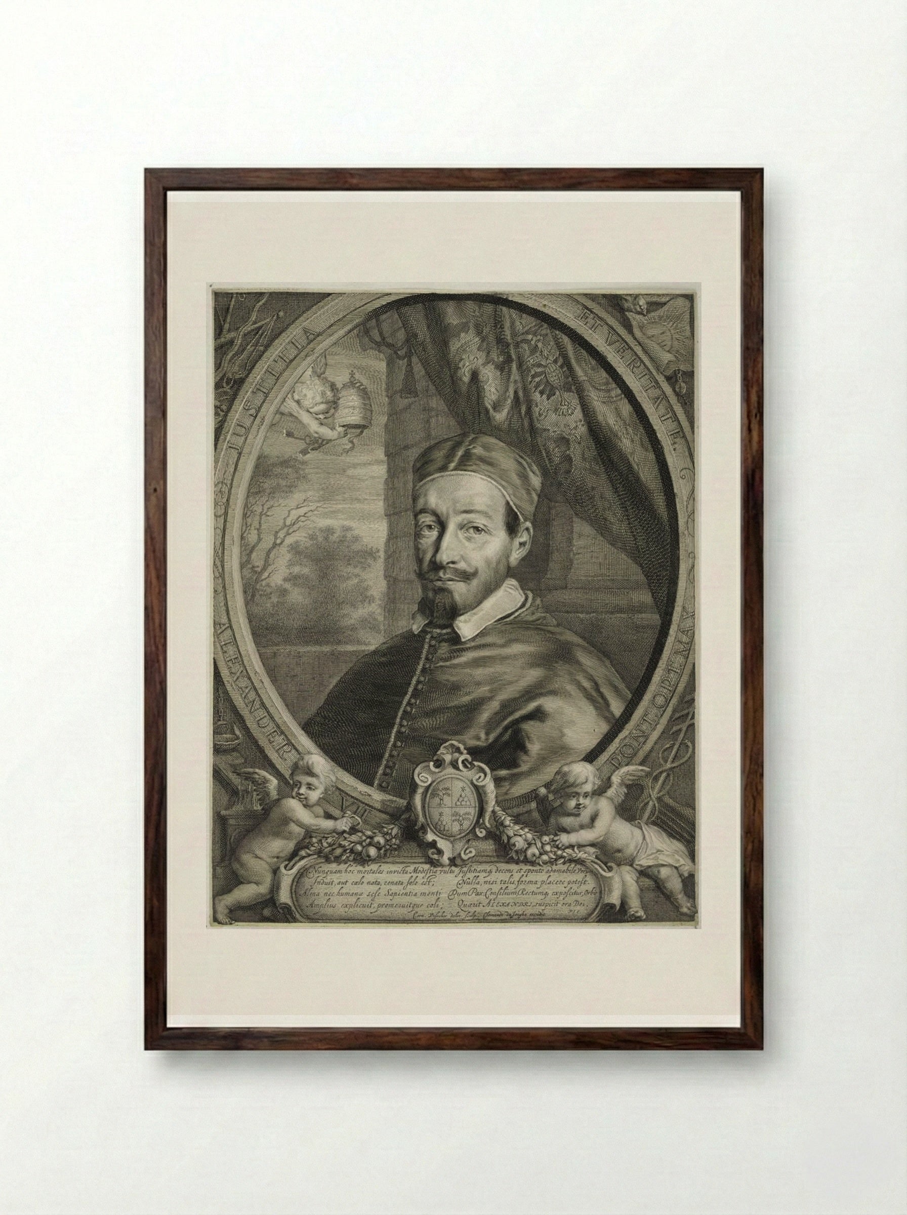 Alexander VII - Cornelis Visscher - Framed Print Dark Wood