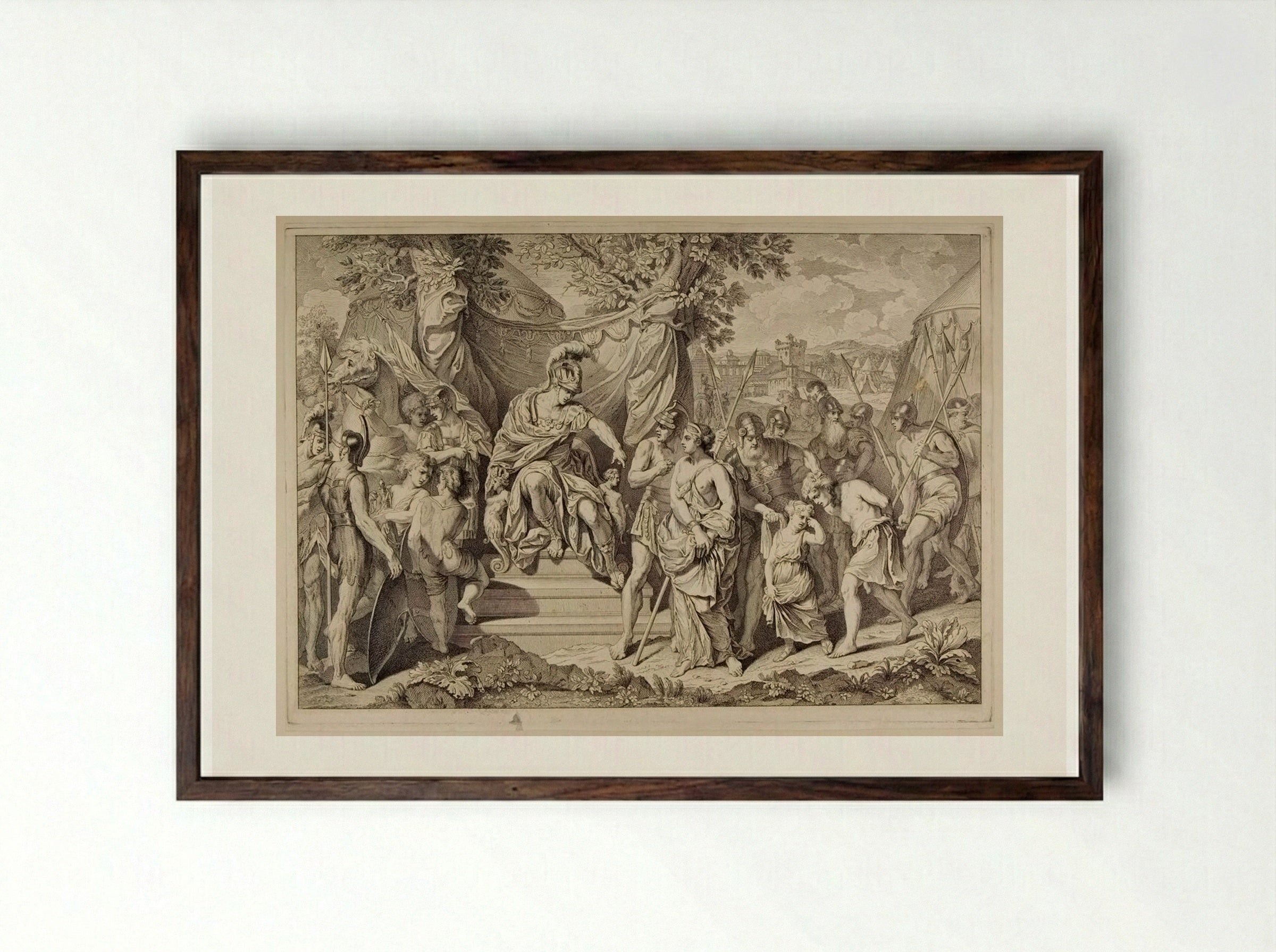 Alexander and Timoclea - Georg Friedrich Schmidt - Framed Print Dark Wood