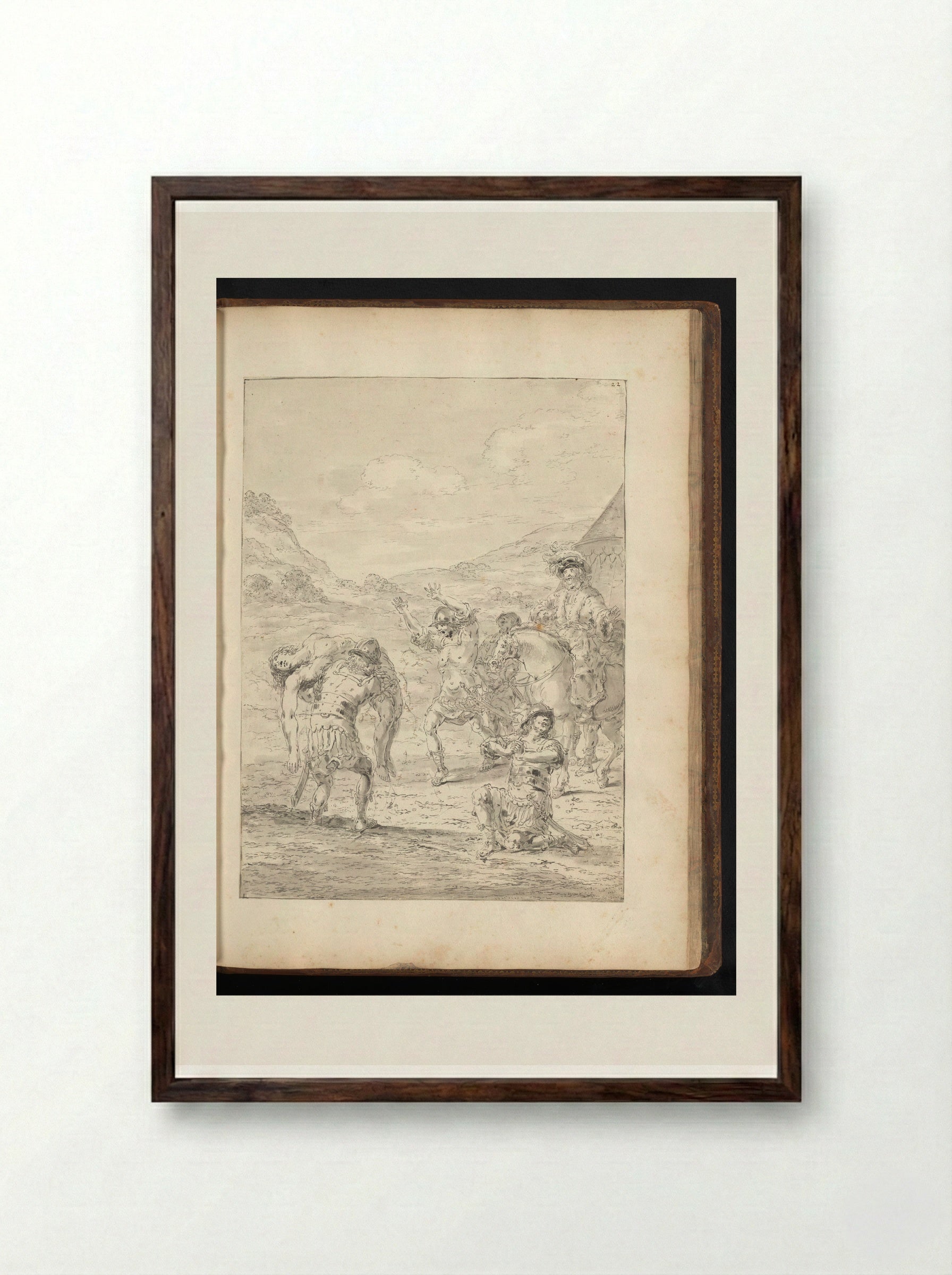Alexander the Great Carried from the Cydnus - Leonaert Bramer - Framed Print Dark Wood