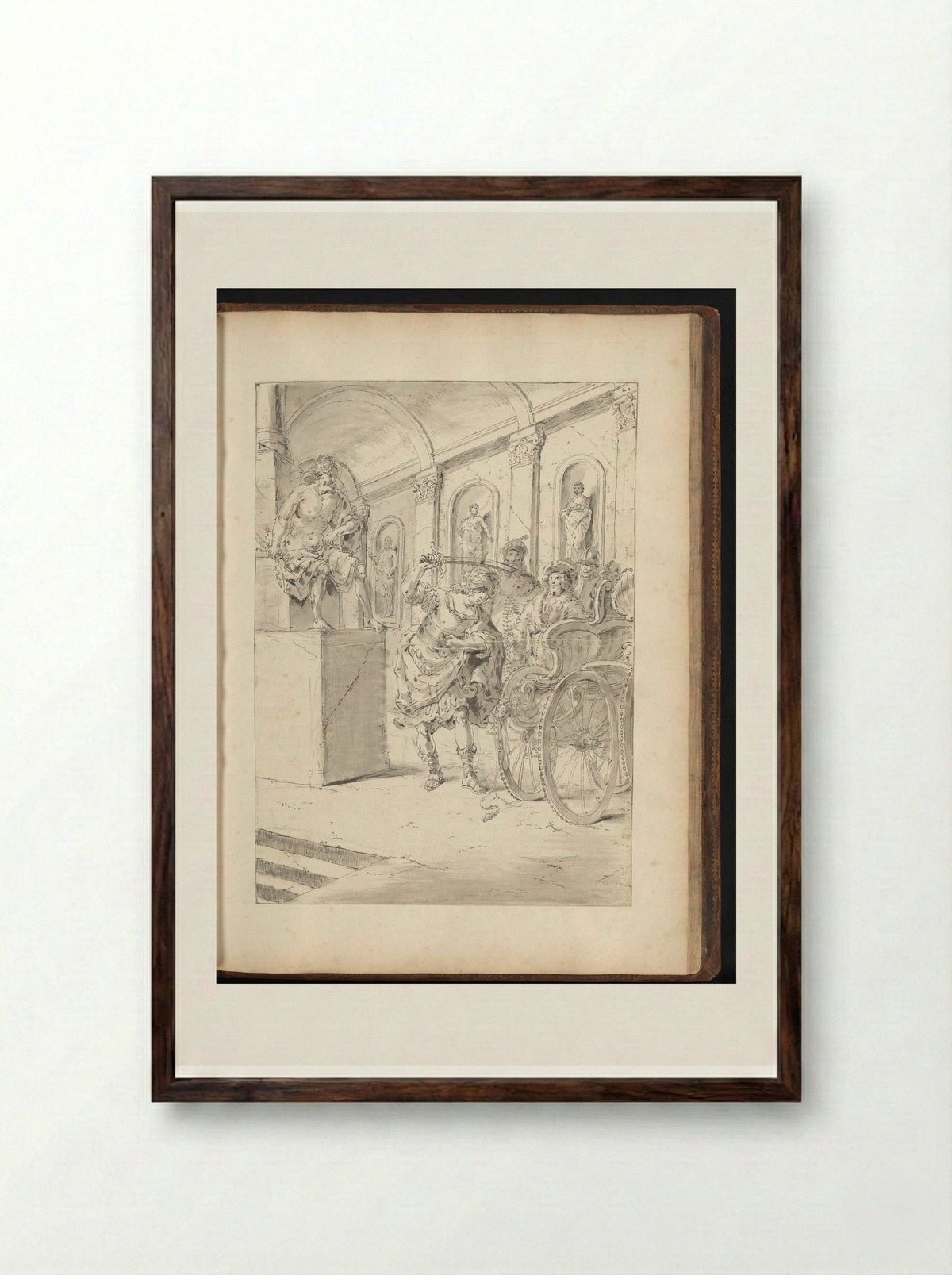 Alexander the Great Cutting the Gordian Knot - Leonaert Bramer - Framed Print Dark Wood