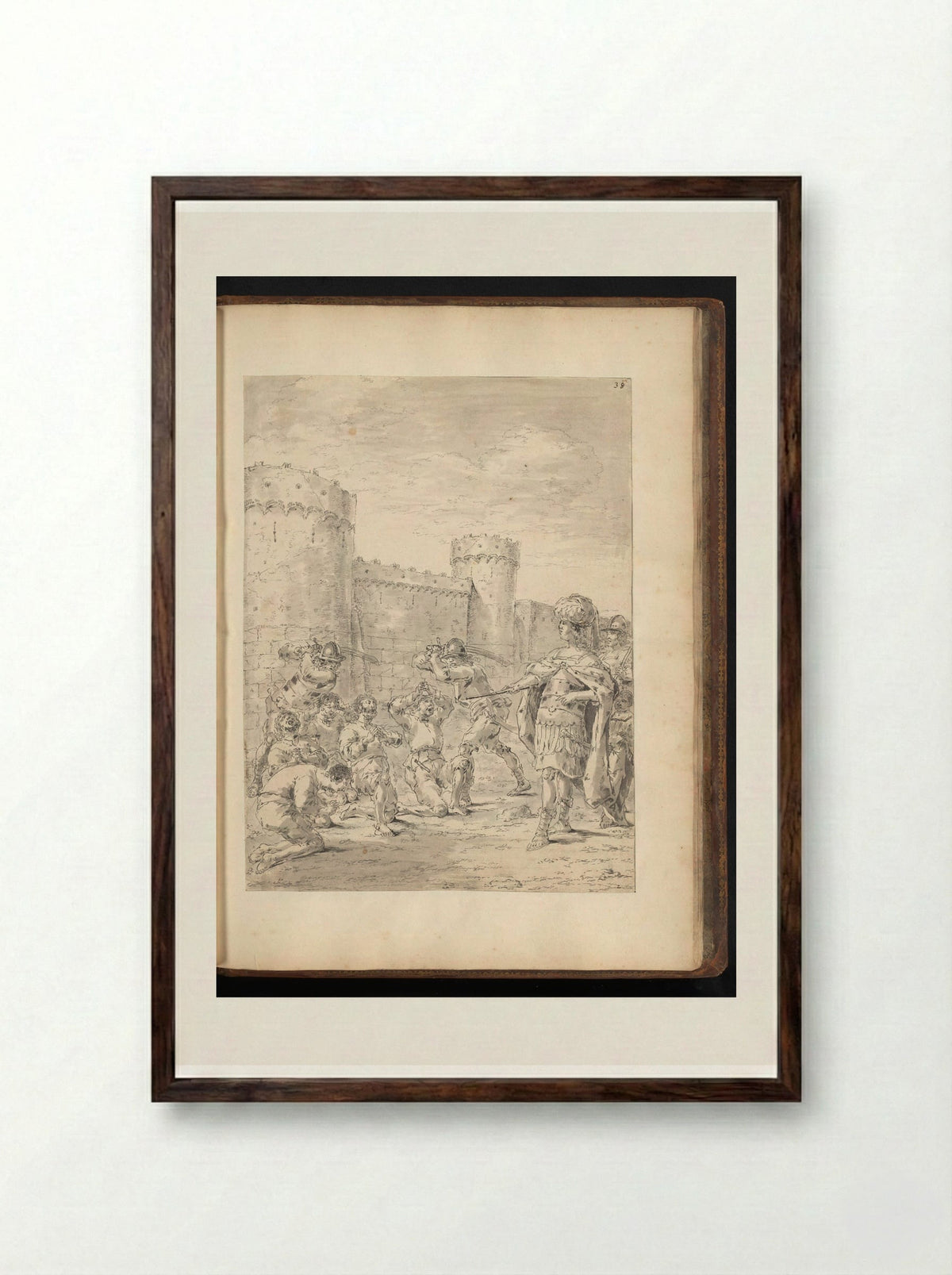 Alexander the Great Executing Indian Soldiers - Leonaert Bramer - Framed Print Dark Wood