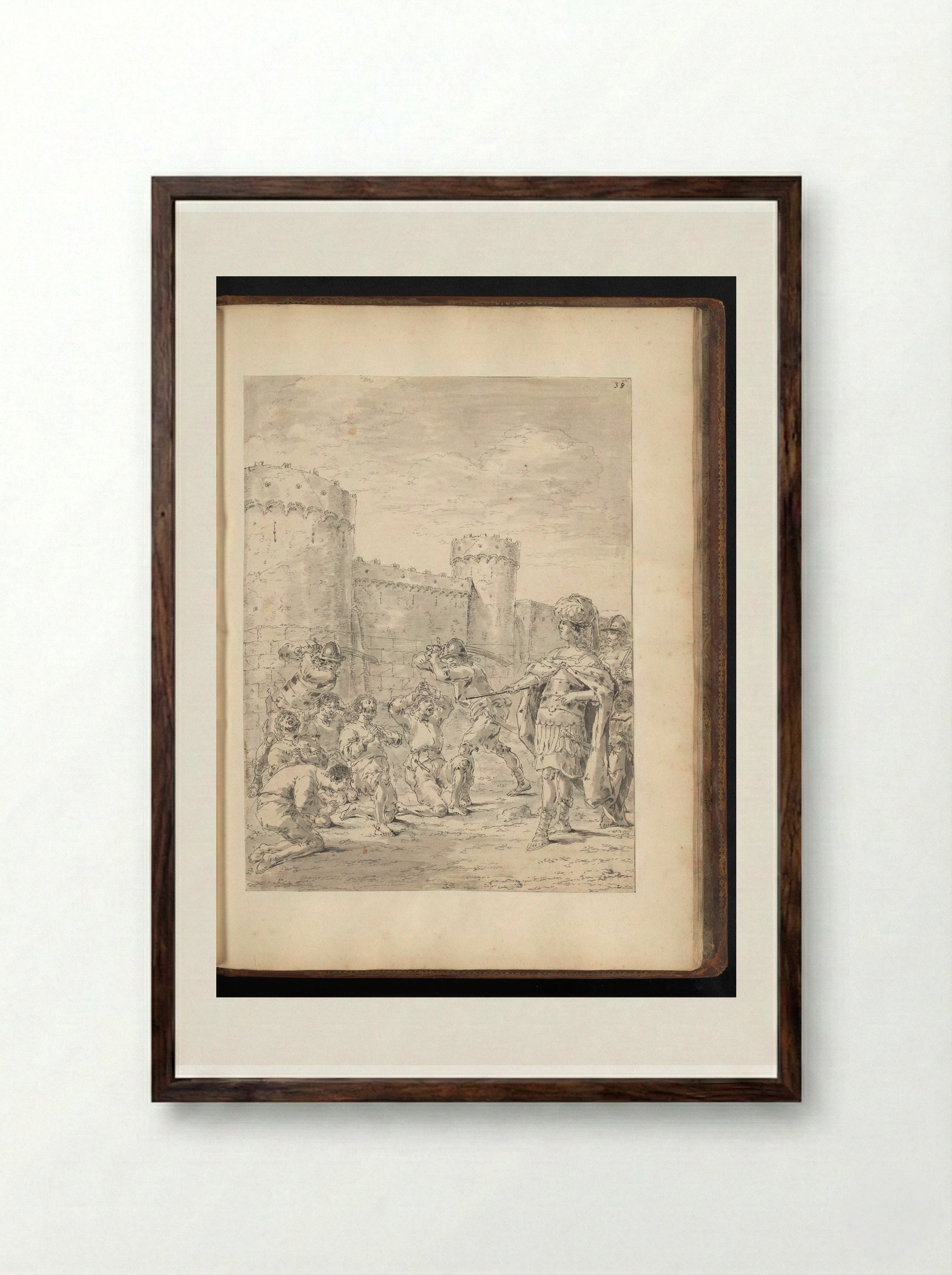 Alexander the Great Executing Indian Soldiers - Leonaert Bramer - Framed Print Dark Wood