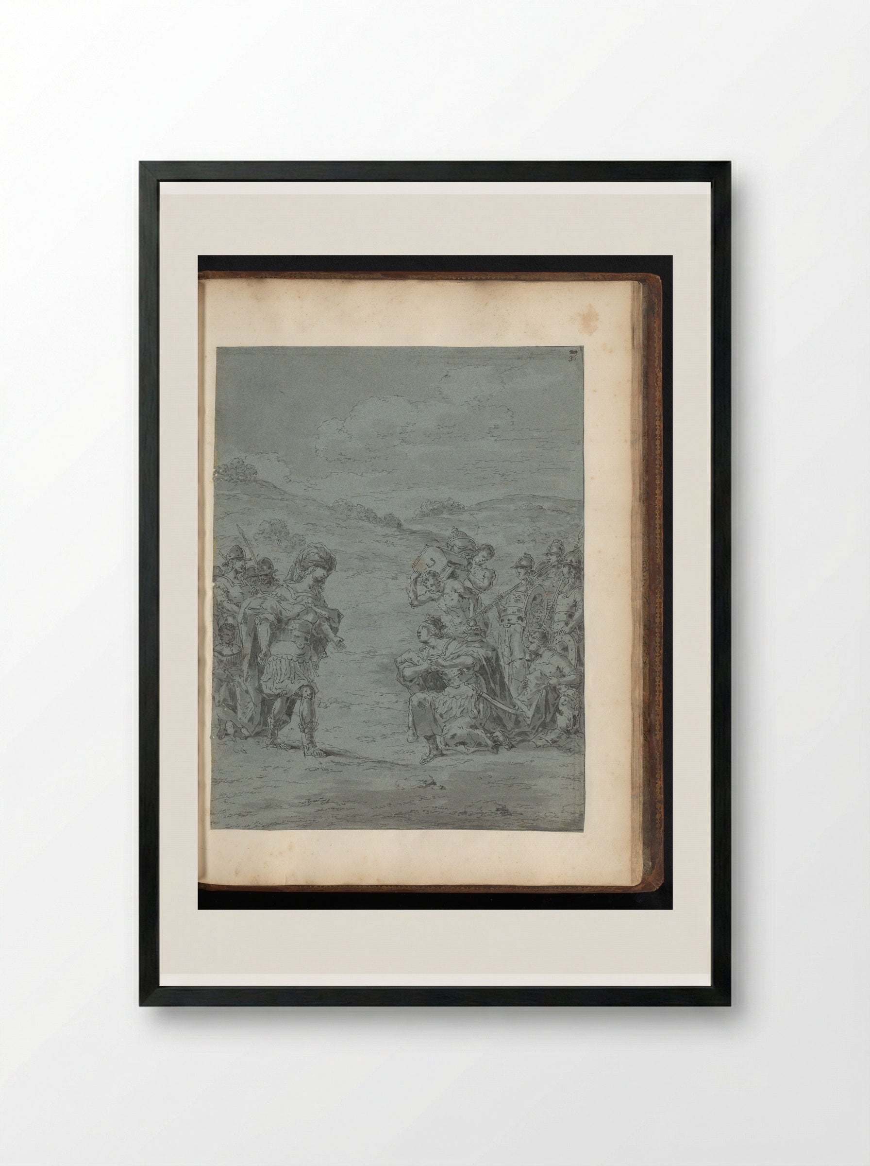 Alexander the Great Meets Thalestris, Queen of the Amazons - Leonaert Bramer - Framed Print Black