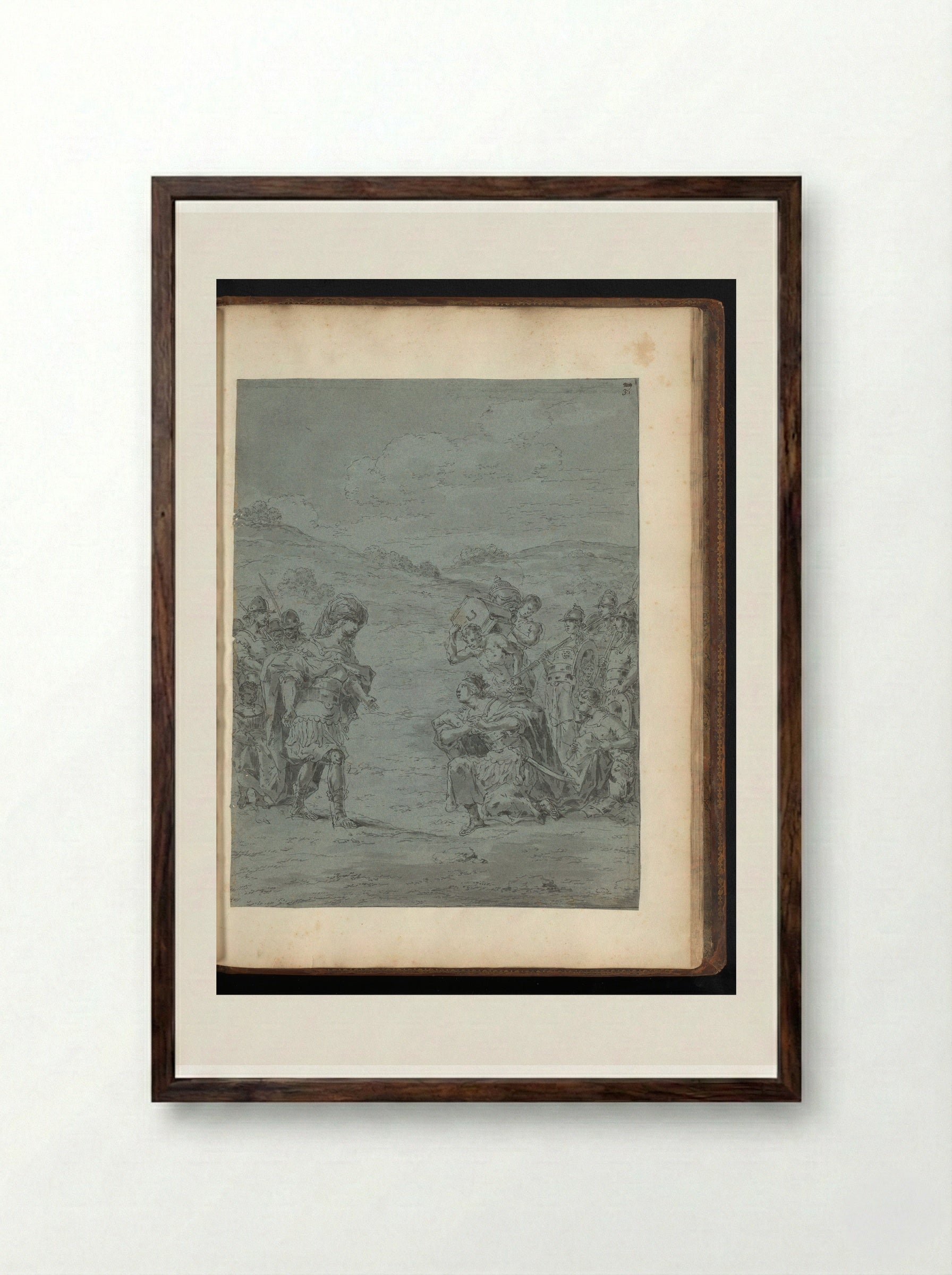 Alexander the Great Meets Thalestris, Queen of the Amazons - Leonaert Bramer - Framed Print Dark Wood