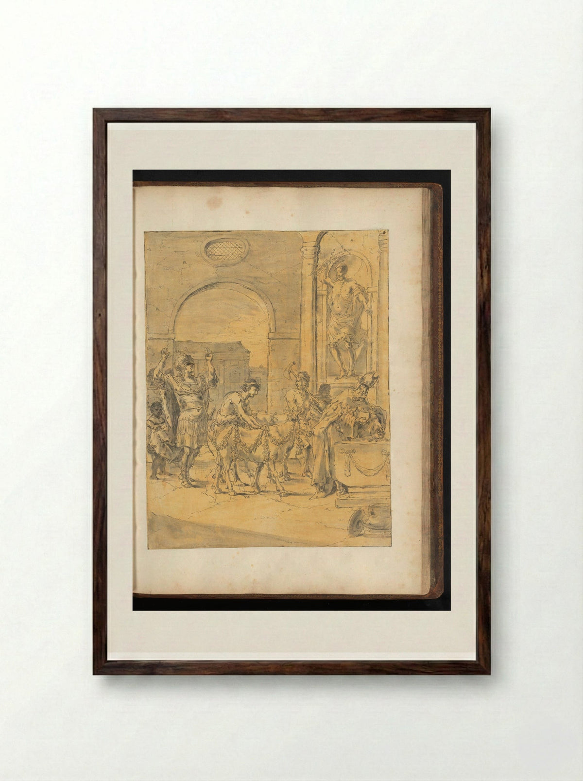 Alexander the Great Offering White Bulls to Jupiter - Leonaert Bramer - Framed Print Dark Wood