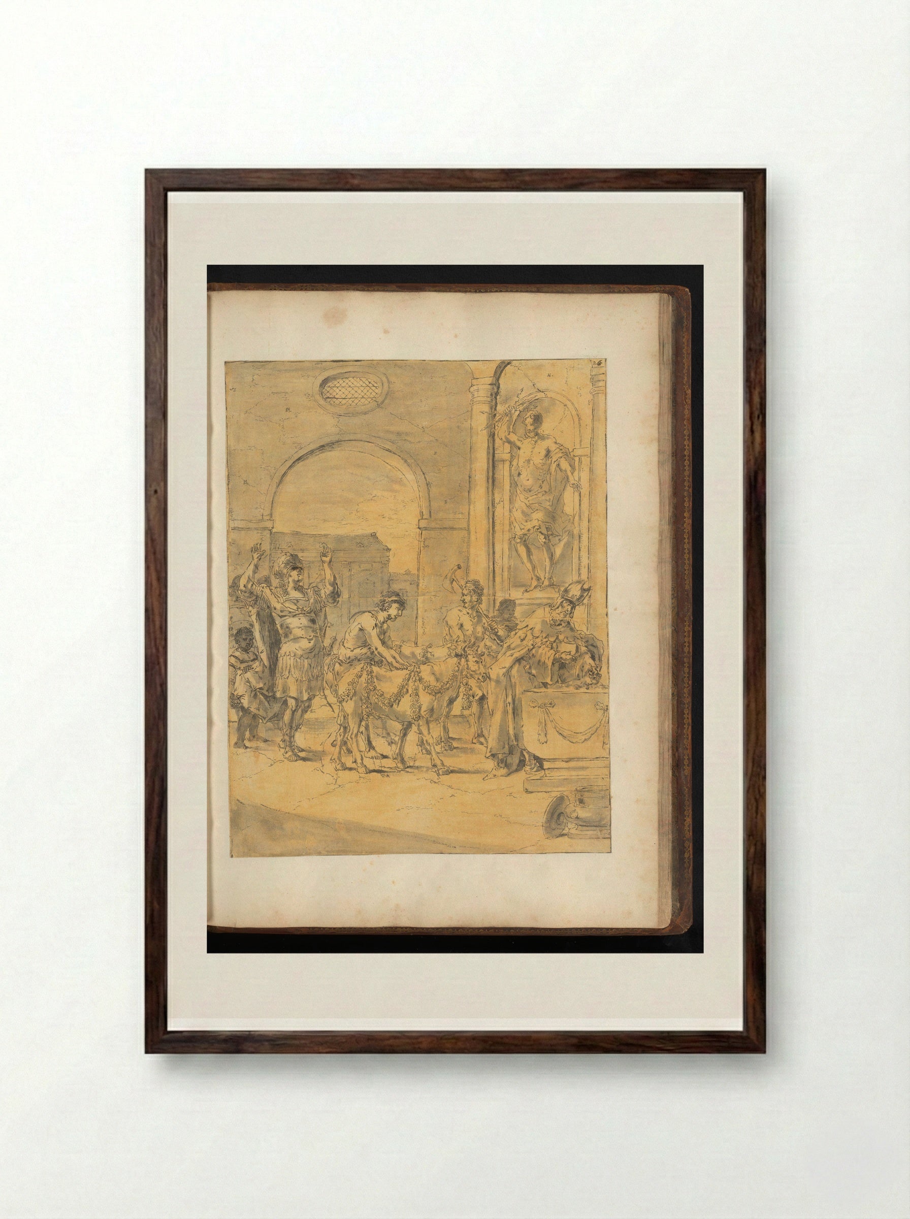 Alexander the Great Offering White Bulls to Jupiter - Leonaert Bramer - Framed Print Dark Wood