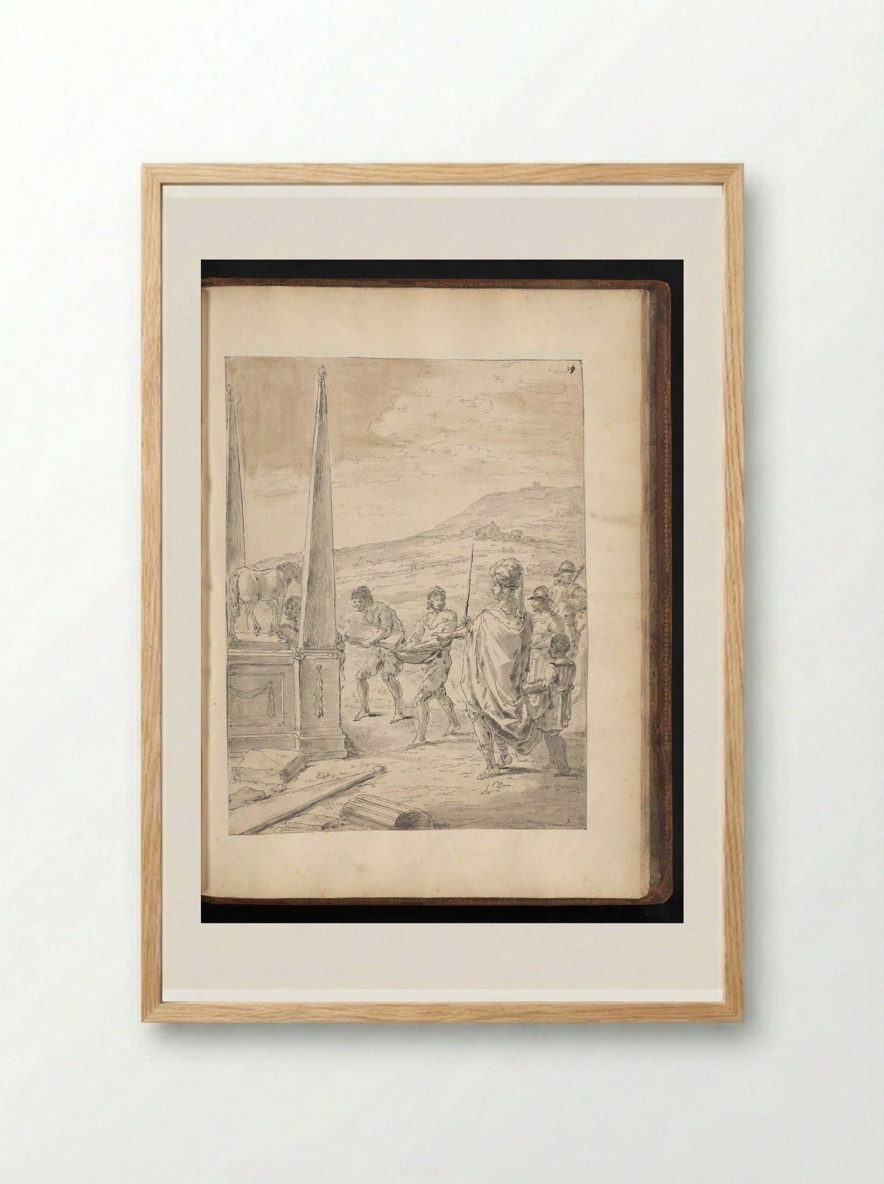 Alexander the Great Orders a Tomb for his Horse Bucephalus - Leonaert Bramer - Framed Print Wood