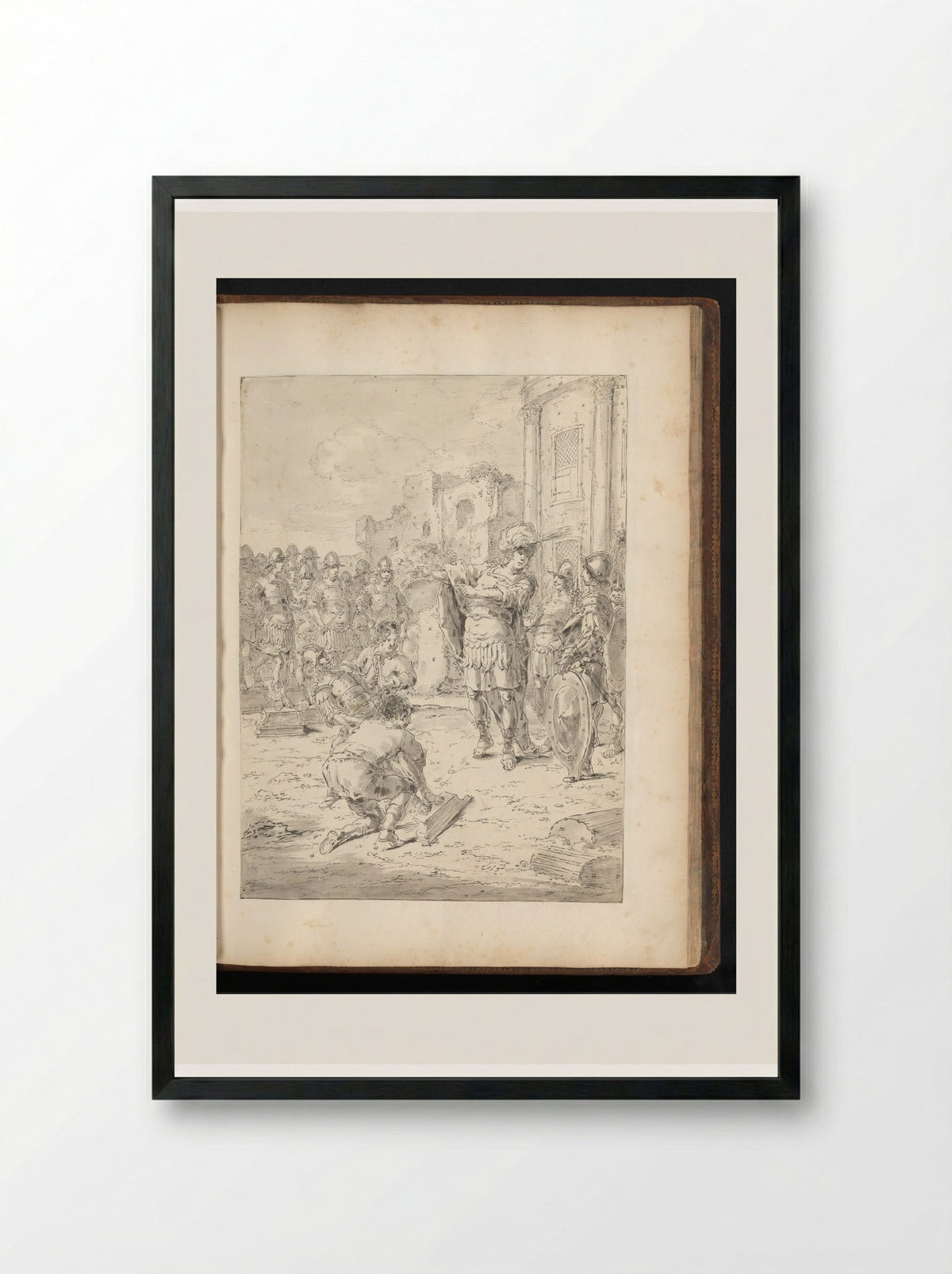 Alexander the Great Presented with Sculptures by Lysippos - Leonaert Bramer - Framed Print Black